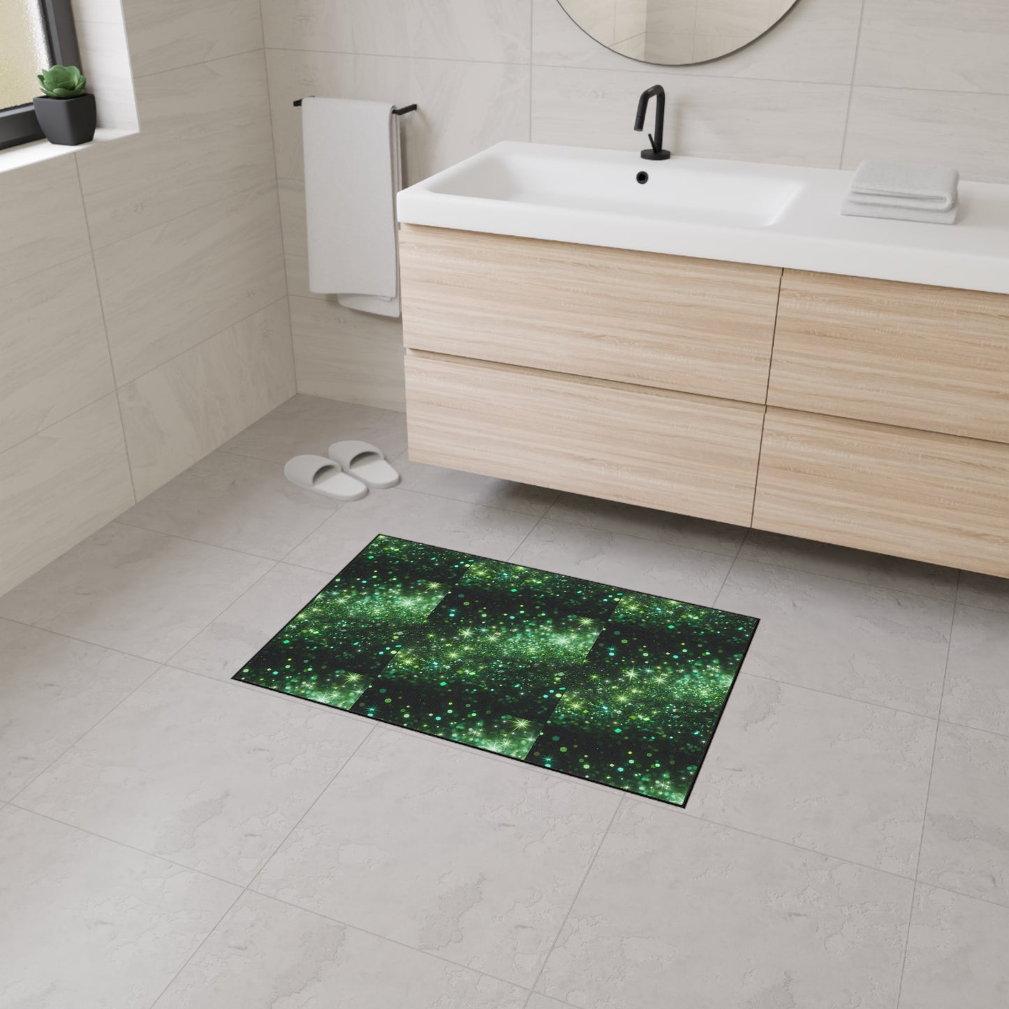 Heavy Duty Floor Mat - Textured Green Glam, Durable Entrance Rug, Eco-Friendly Home Decor, Kitchen and Office Flooring