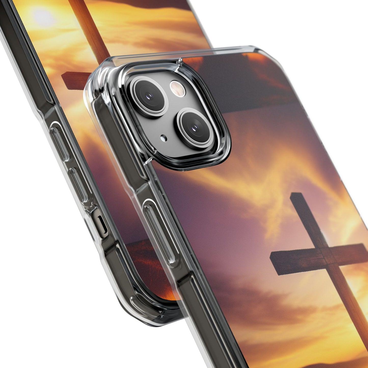 Sunset Cross Magnetic Clear Impact Case - Faith-Inspired Phone Protection
