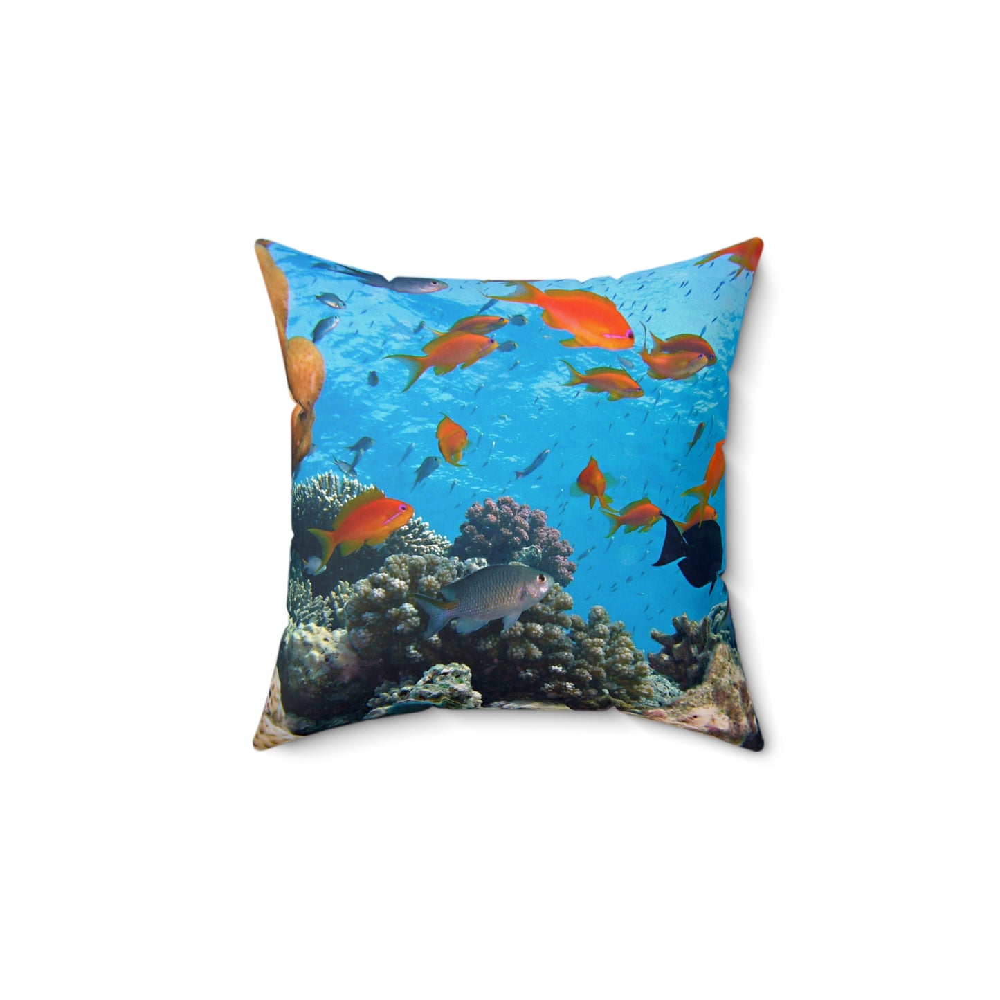 Vibrant Coral Reef Square Pillow - Ocean Decor for Beach Lovers