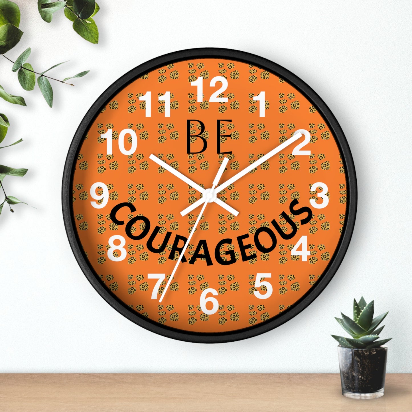 Be Courageous Wall Clock — Inspirational Orange Home Decor Clock
