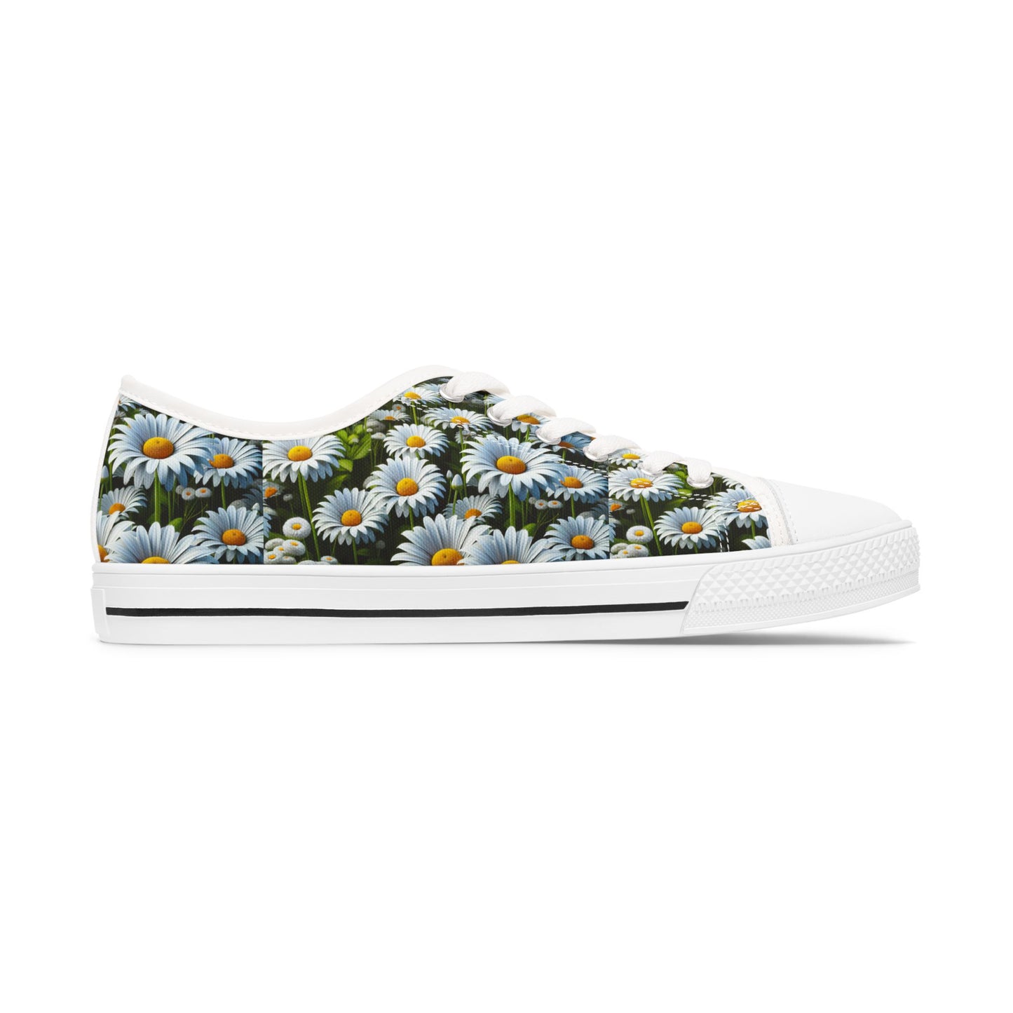 Floral Women's Low Top Sneakers - Daisy Print Casual Shoes