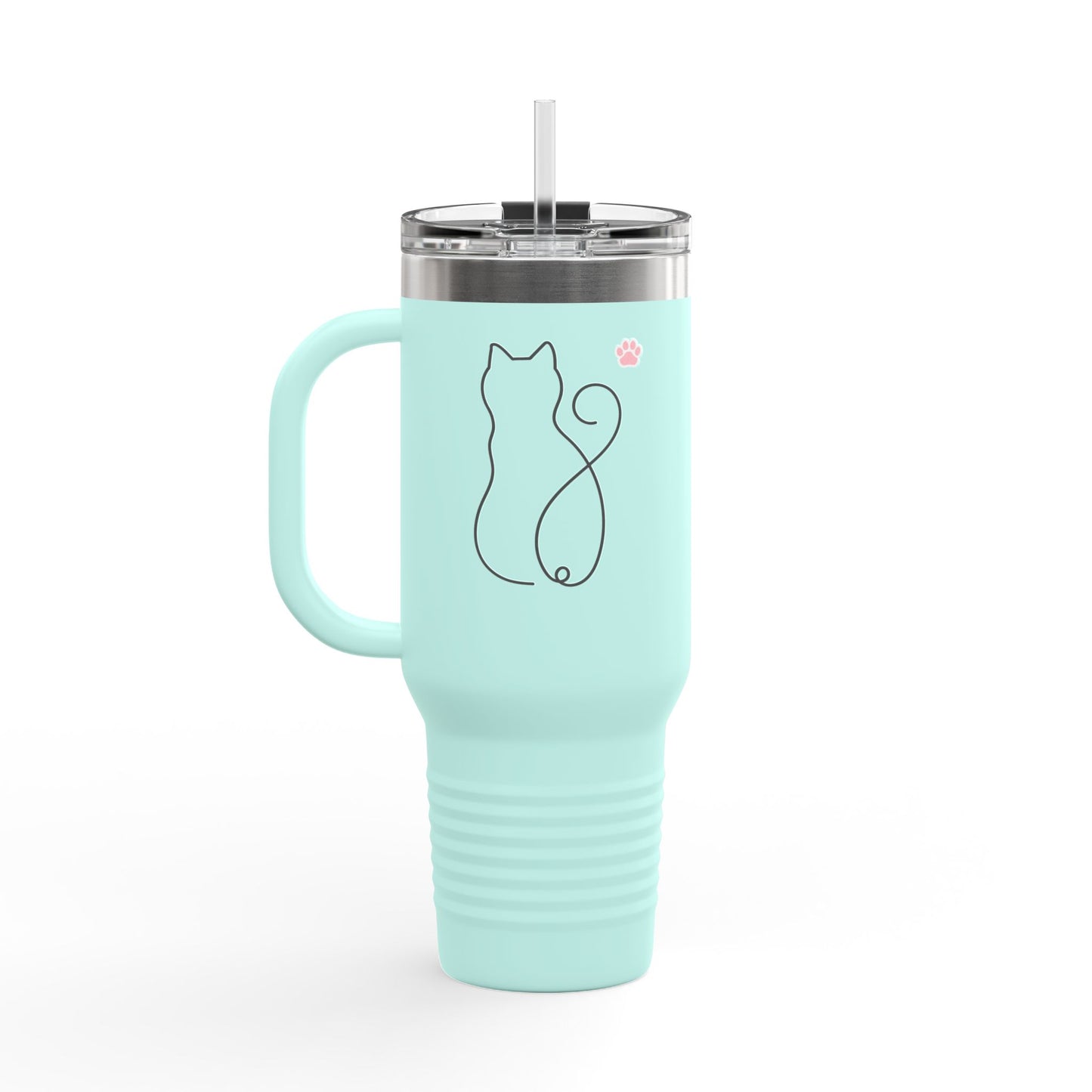 Cute Cat Insulated Travel Mug - 40oz Meow Design for Coffee Lovers