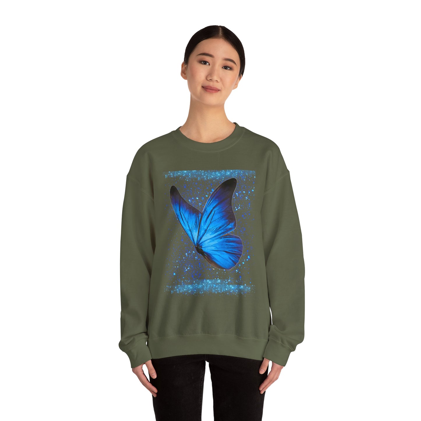 Sparkle Blue Butterfly Unisex Sweatshirt - Heavy Blend Crewneck
