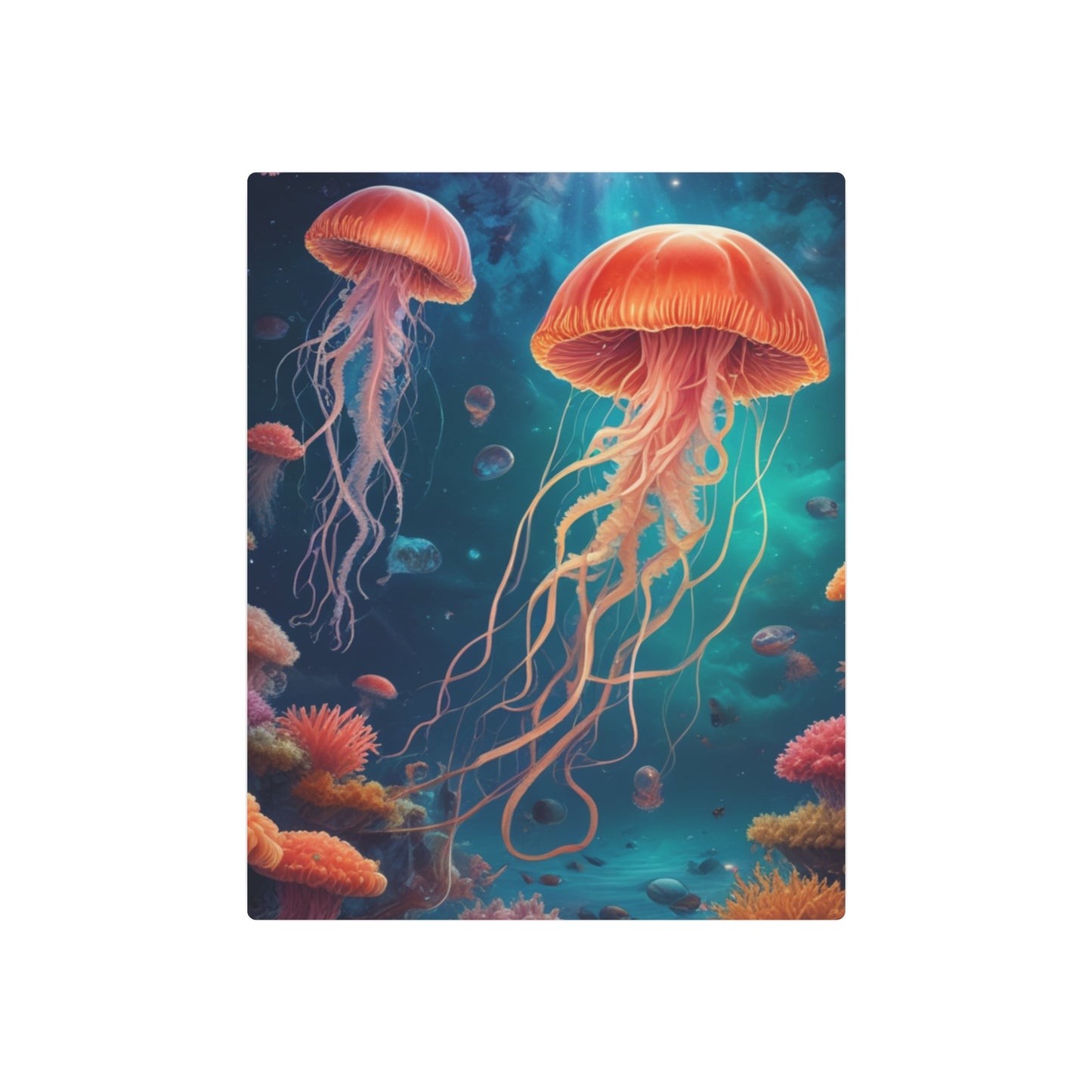Metal Art Sign - Down in the Deep Jellyfish Design