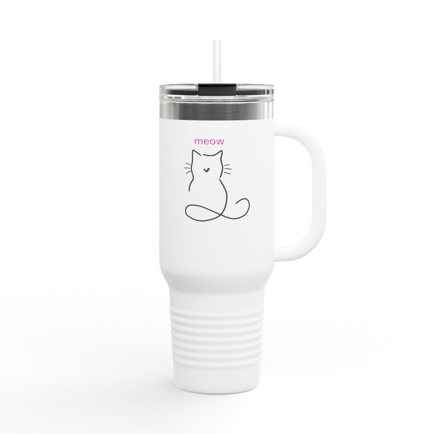 Cute Cat Insulated Travel Mug - 40oz Meow Design for Coffee Lovers