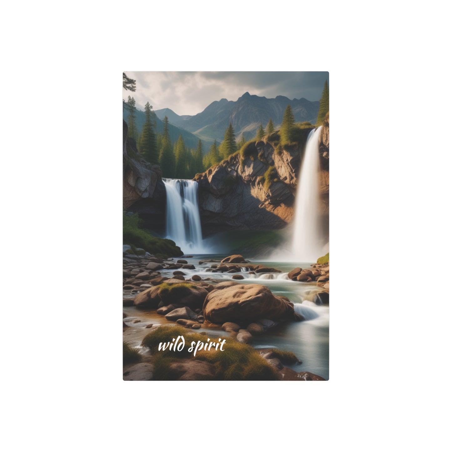 Metal Art Sign - Mountain Forest Waterfall Creek Design