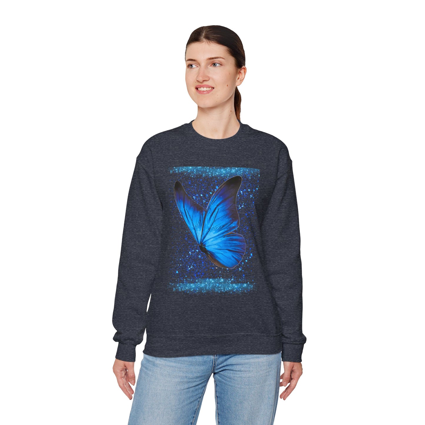 Sparkle Blue Butterfly Unisex Sweatshirt - Heavy Blend Crewneck