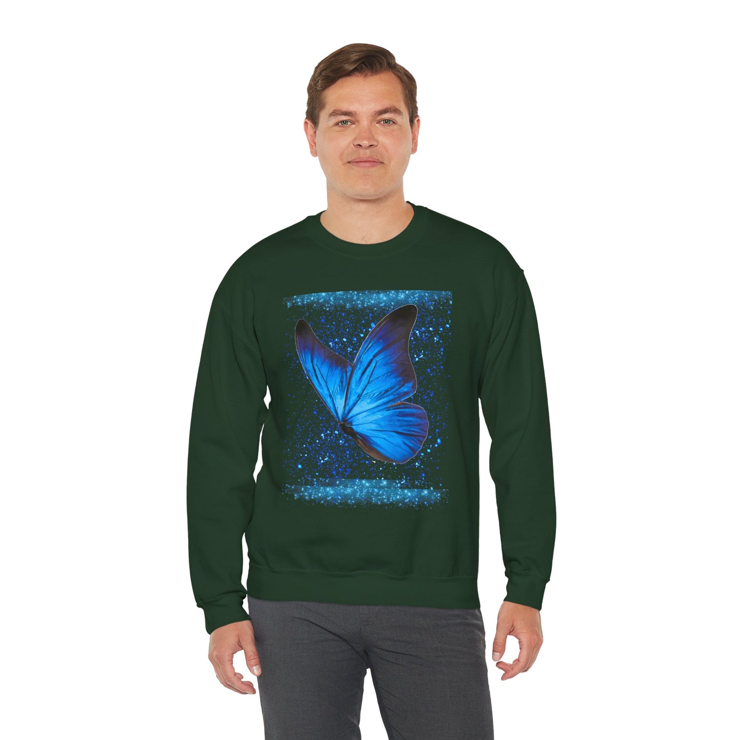 Sparkle Blue Butterfly Unisex Sweatshirt - Heavy Blend Crewneck