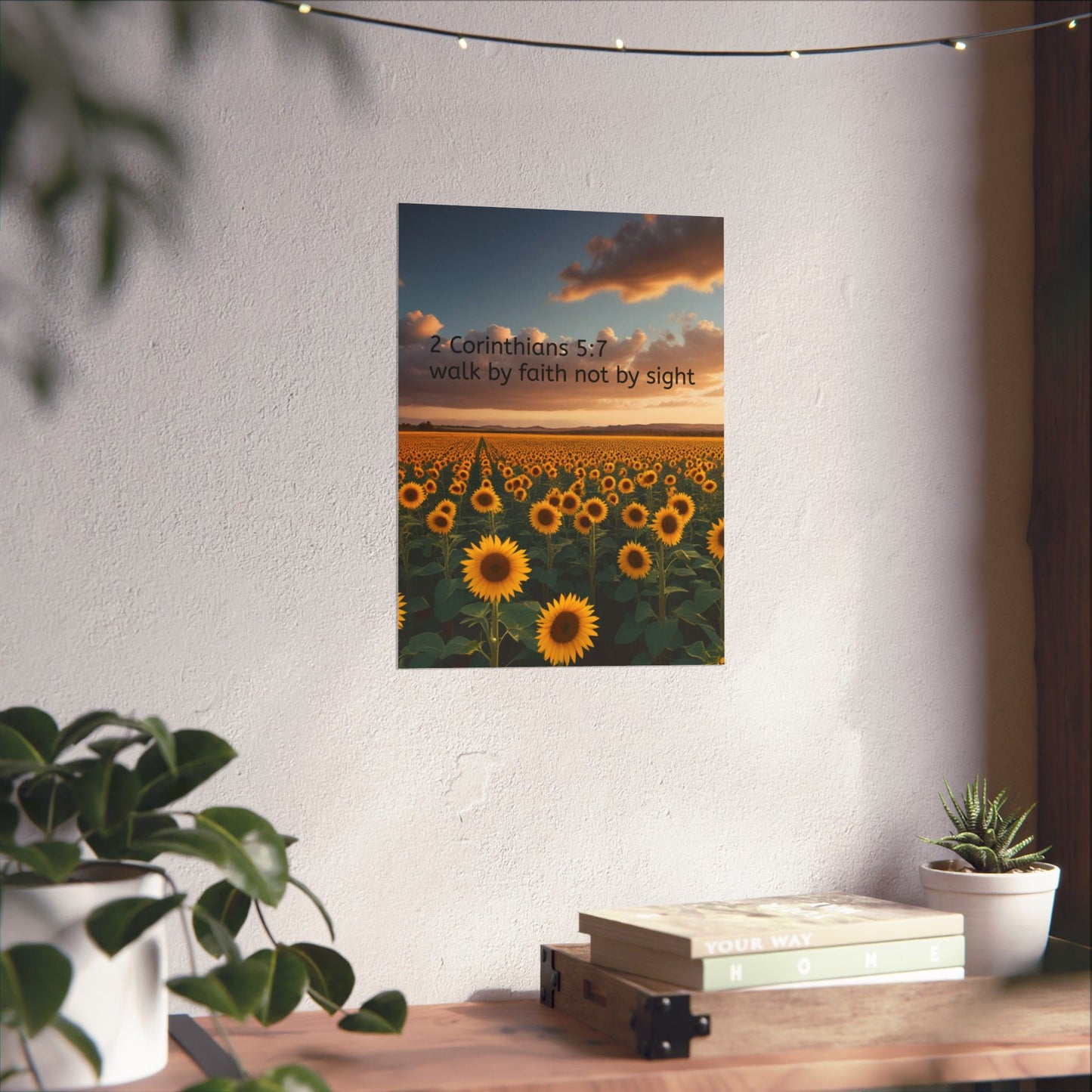 Inspiring Faith Wall Art, Sunflower Poster, Inspirational Home Decor, Christian Gift, Motivational Print