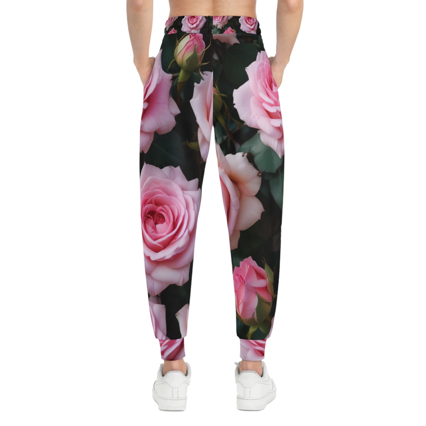 Floral Fusion rose-patterned athletic joggers