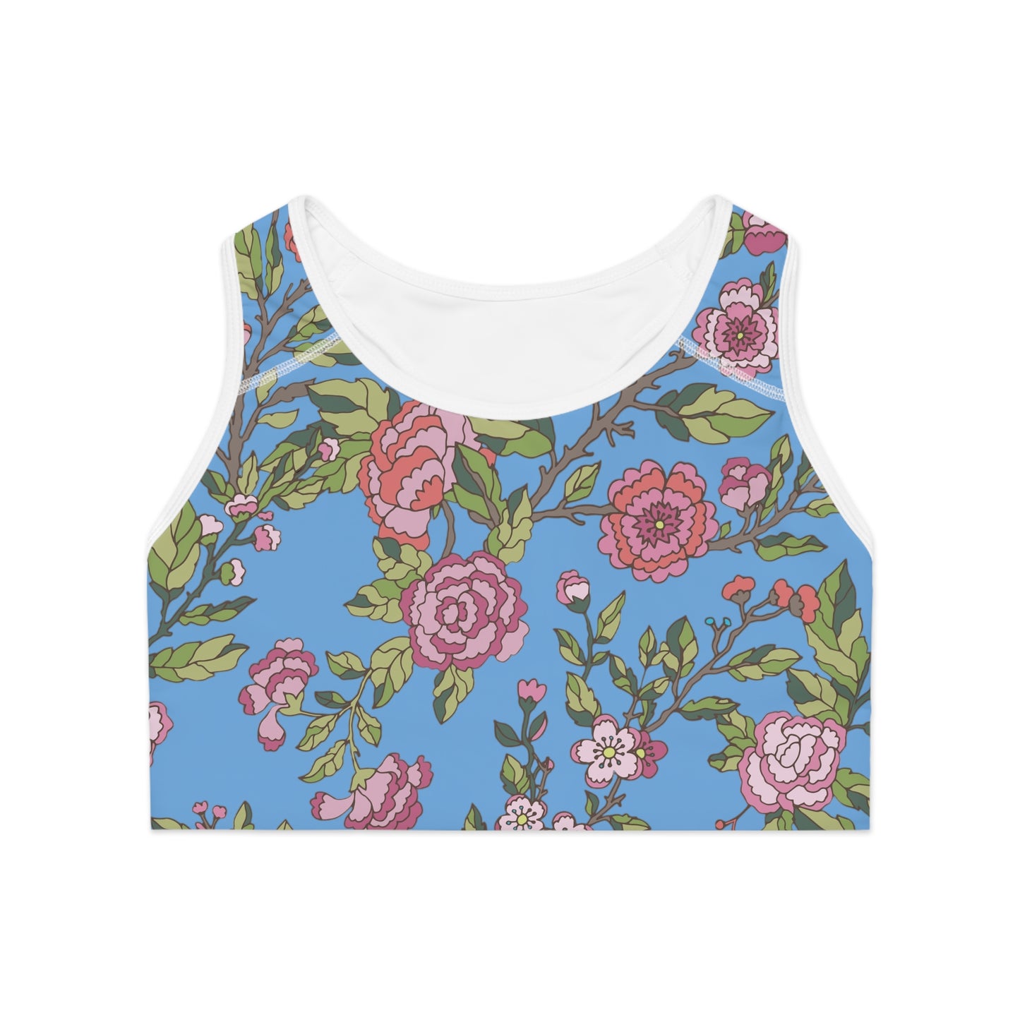 Floral Sports Bra - Stylish Activewear for Fitness, Yoga, Running, Gift for Her, Workout Gear, Summer Fashion