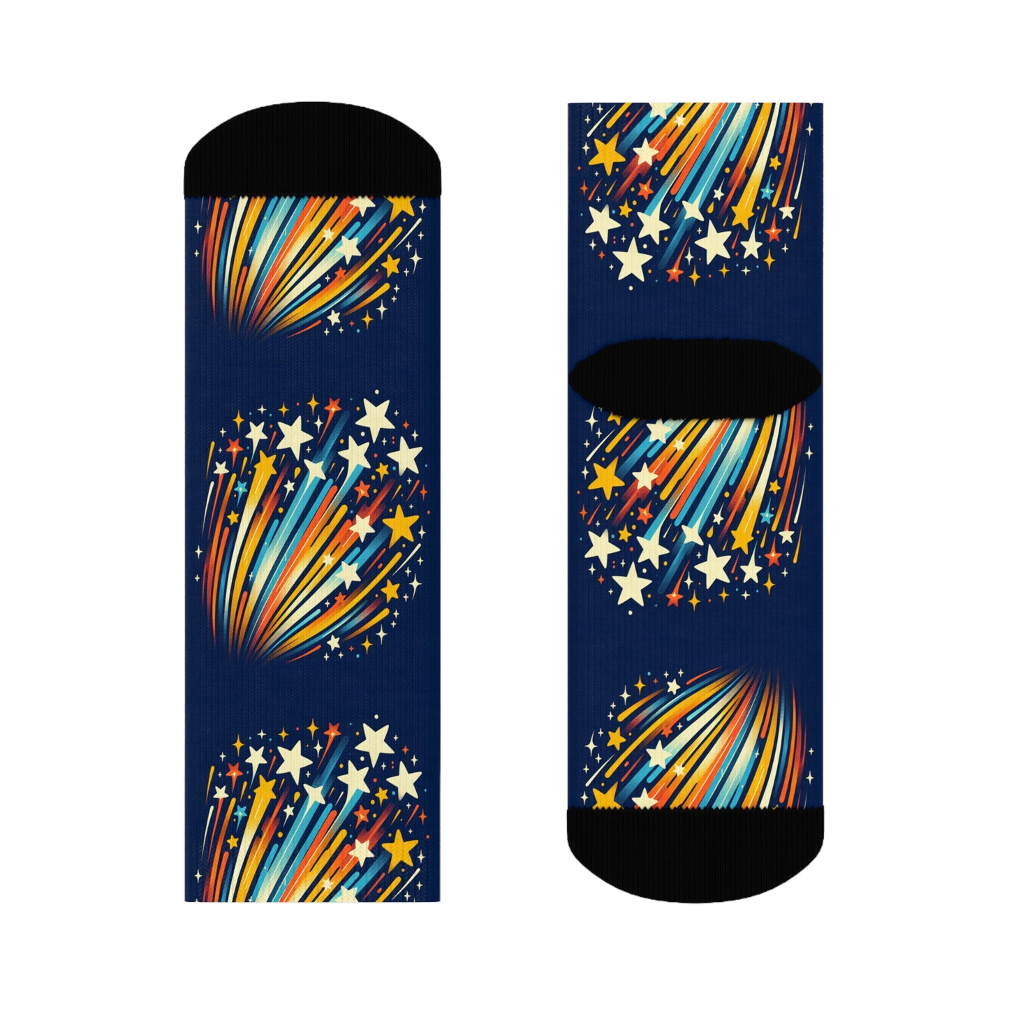 Colorful Starburst Crew Socks - Fun & Comfy Footwear for All Occasions