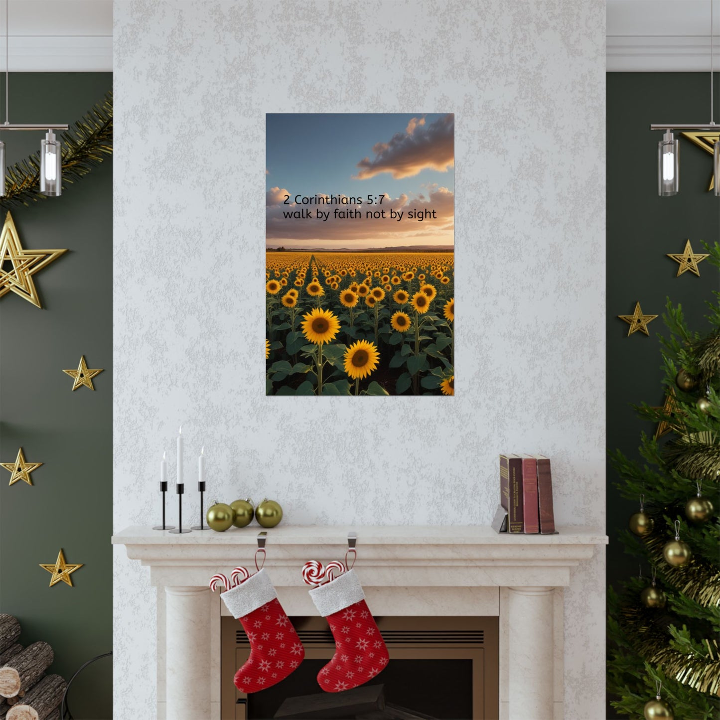 Inspiring Faith Wall Art, Sunflower Poster, Inspirational Home Decor, Christian Gift, Motivational Print