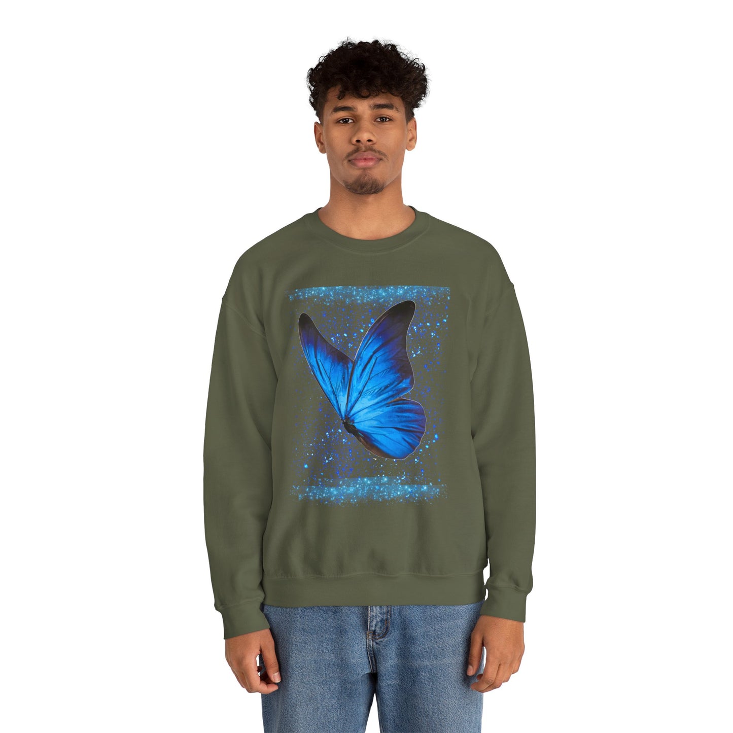 Sparkle Blue Butterfly Unisex Sweatshirt - Heavy Blend Crewneck