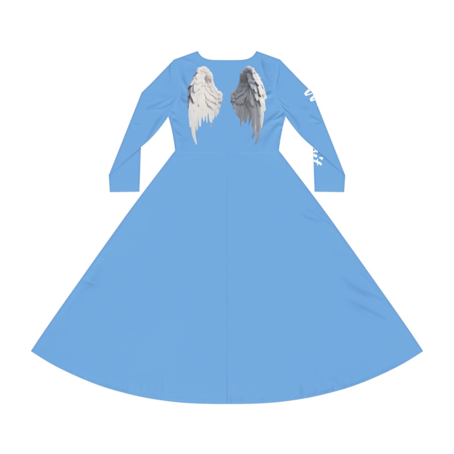 Women's Dance Dress - Elegant Angel Wing Long Sleeve in Blue