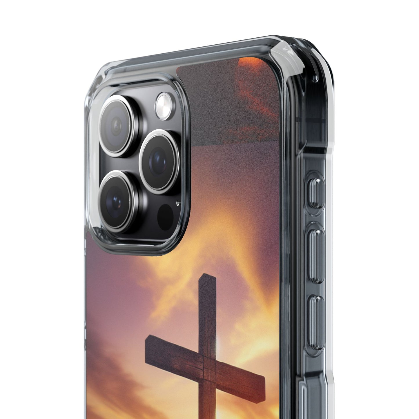 Sunset Cross Magnetic Clear Impact Case - Faith-Inspired Phone Protection