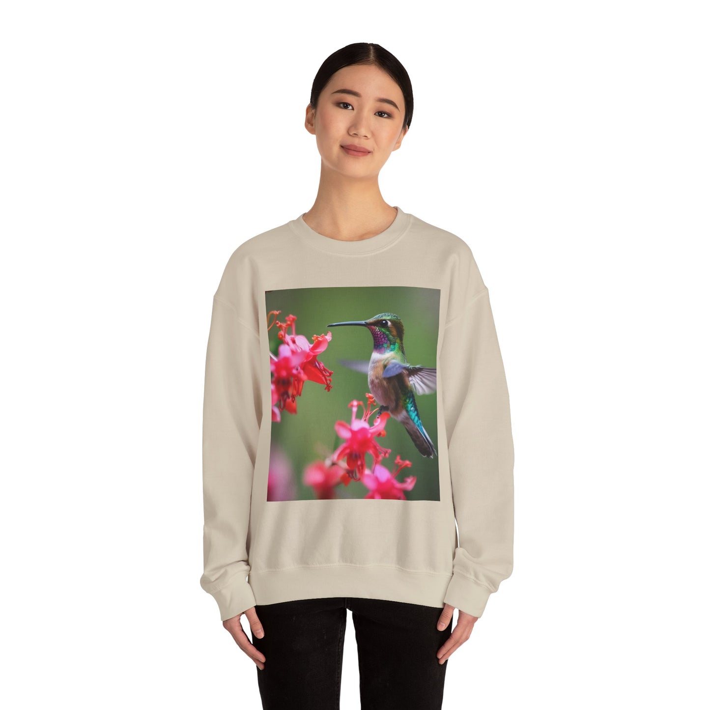 Fly free hummingbird & floral crewneck sweatshirt