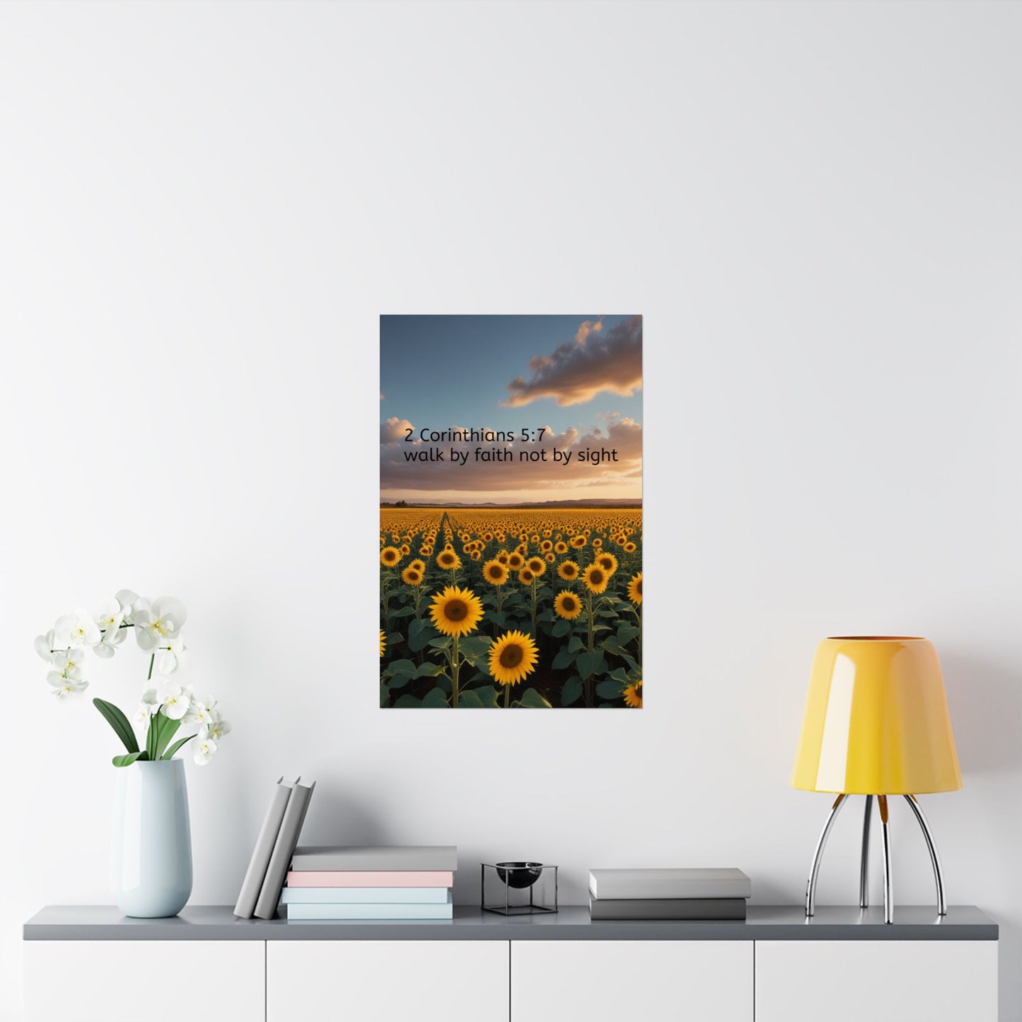 Inspiring Faith Wall Art, Sunflower Poster, Inspirational Home Decor, Christian Gift, Motivational Print
