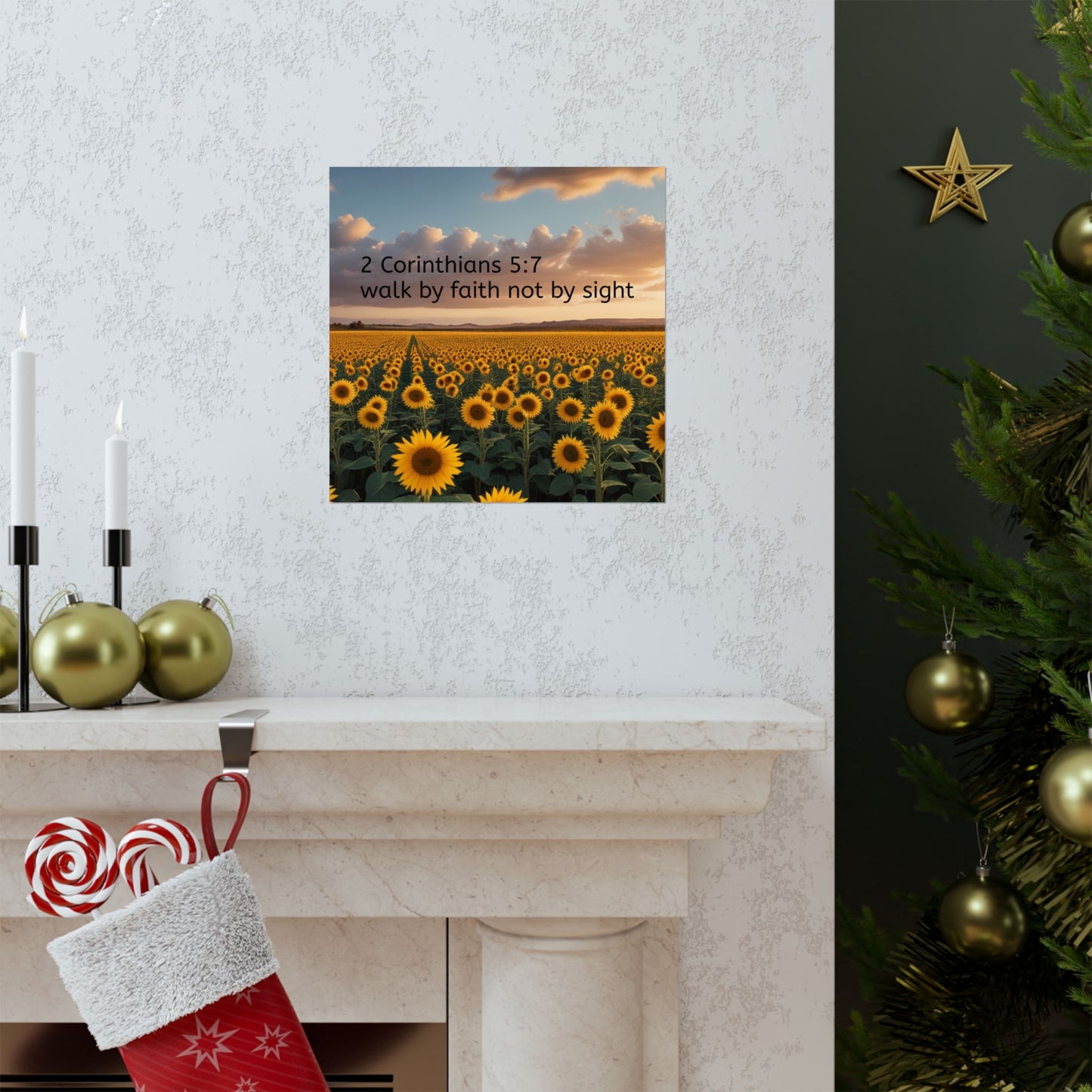 Inspiring Faith Wall Art, Sunflower Poster, Inspirational Home Decor, Christian Gift, Motivational Print
