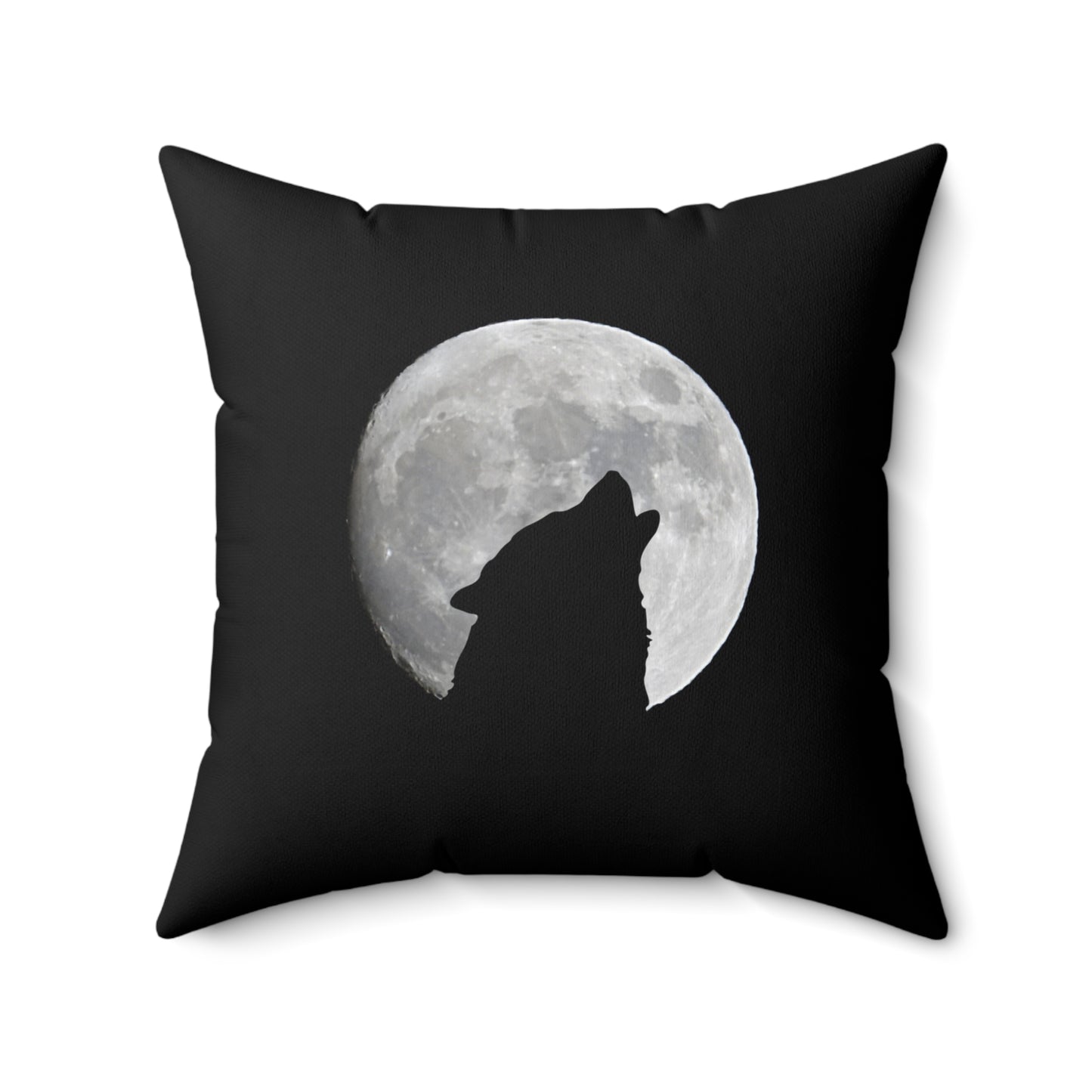 Howling Wolf Moon Square Pillow - Cozy Home Decor for Animal Lovers