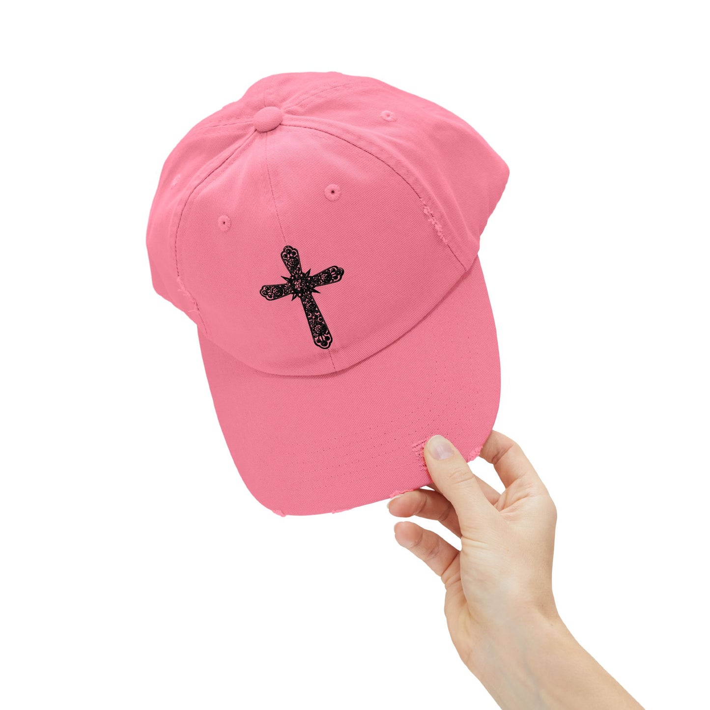 Unisex Distressed Cross Cap - Faith-Inspired Fashion Accessory
