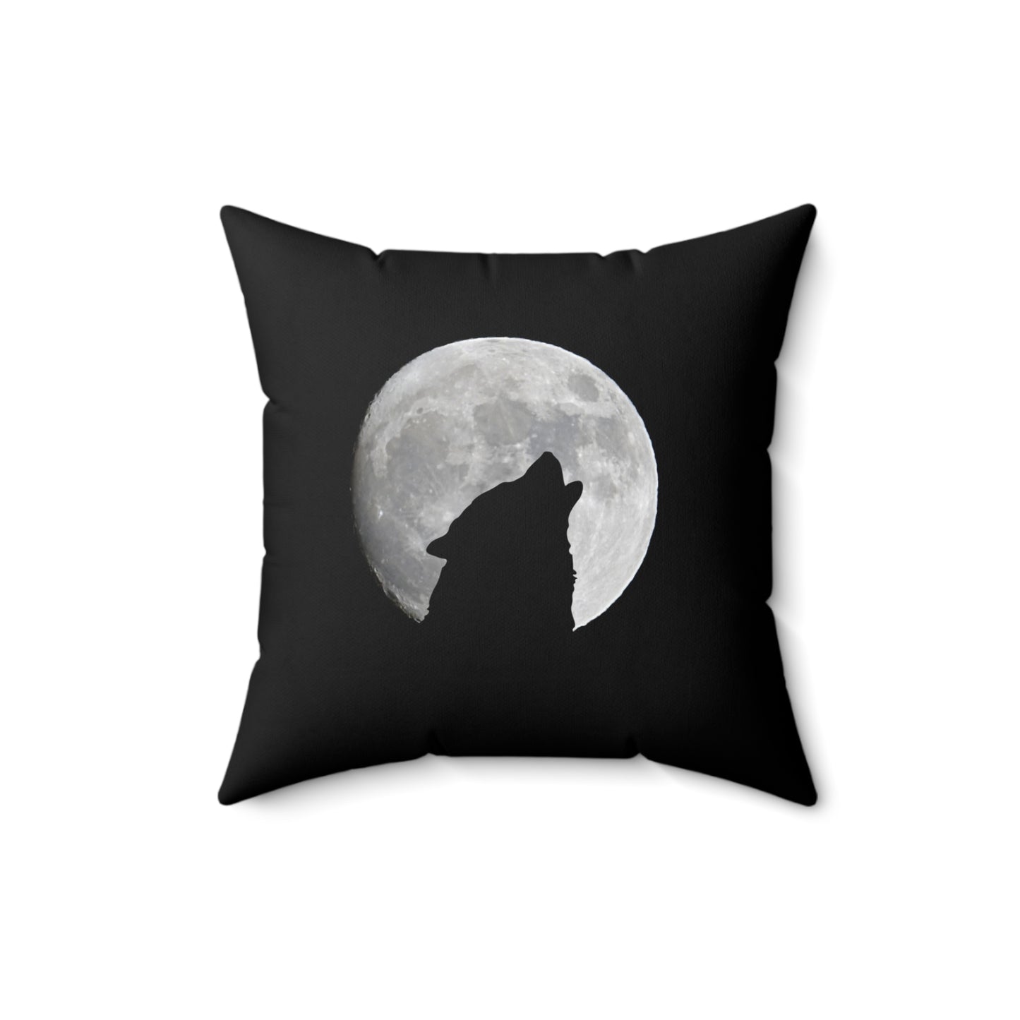 Howling Wolf Moon Square Pillow - Cozy Home Decor for Animal Lovers