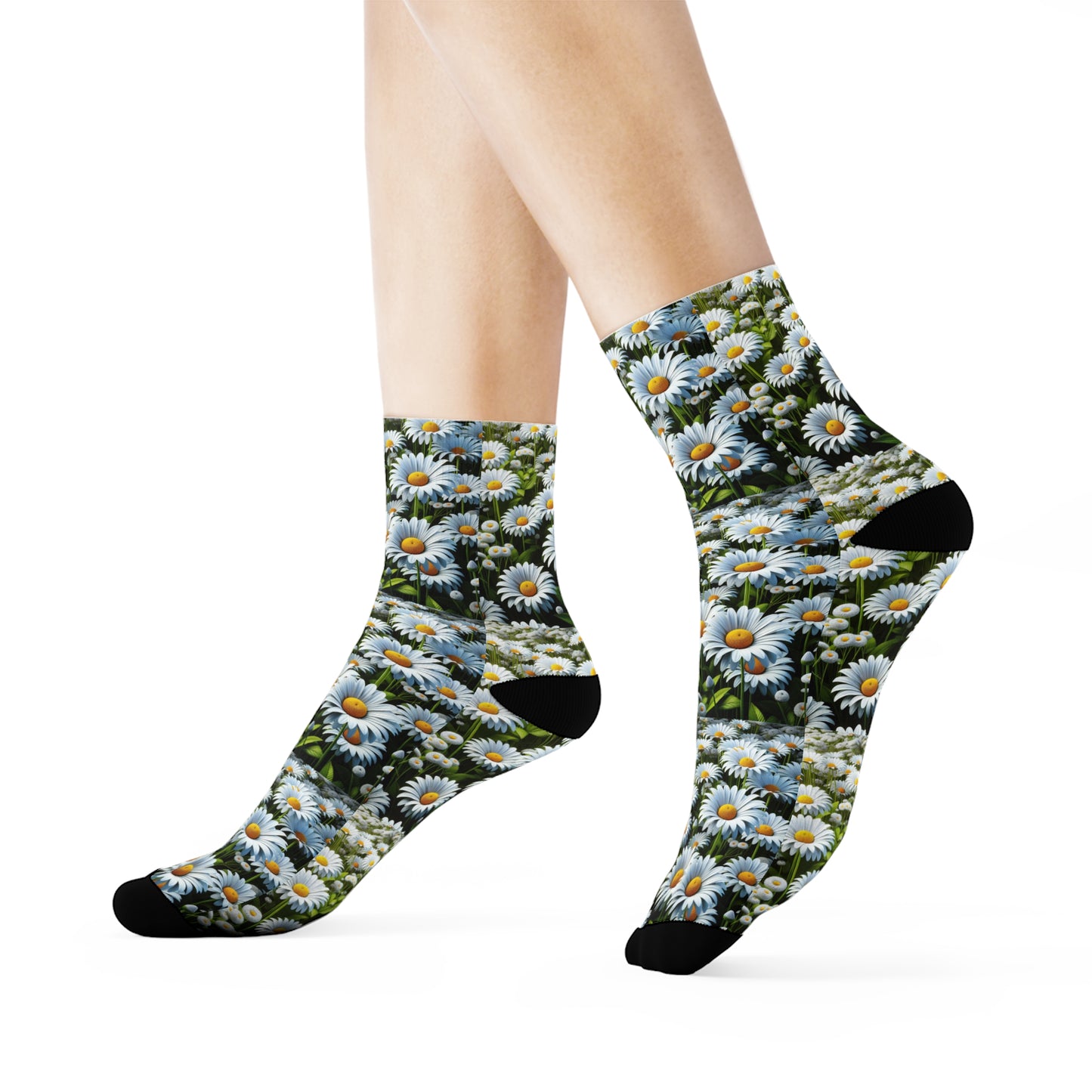 Floral Crew Socks - Whimsical Daisy Design for Everyday Wear
