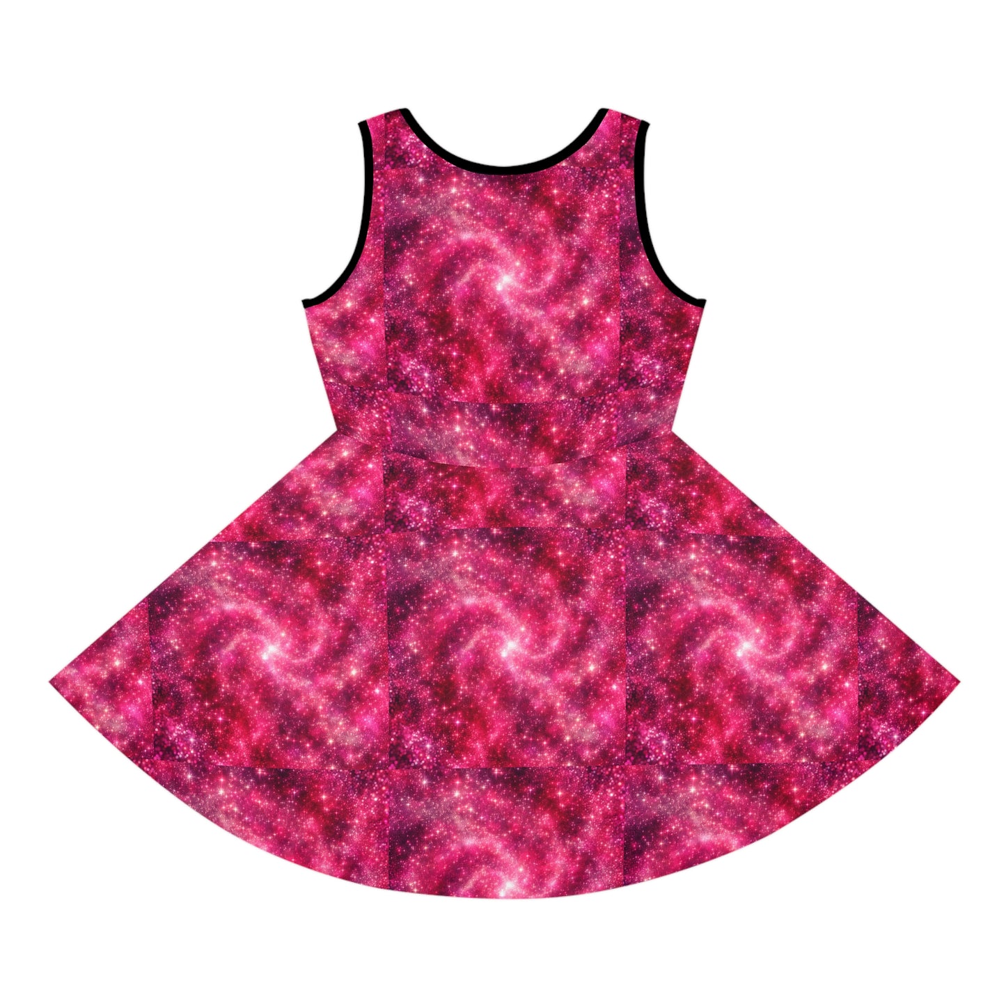 Cosmic Pink Girls' Sleeveless Sundress - Galaxy Print for Summer Fun