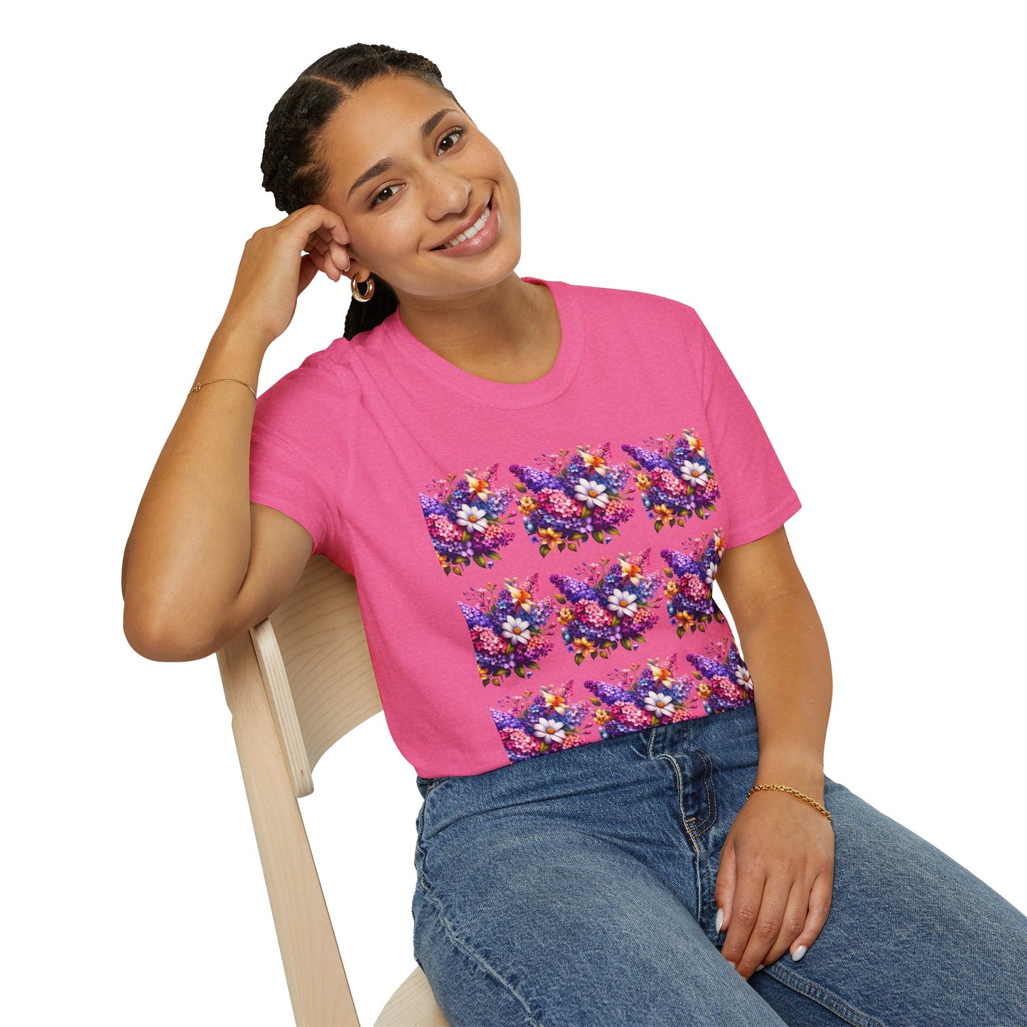 Floral Pattern Unisex Softstyle T-Shirt - Vibrant Spring Design