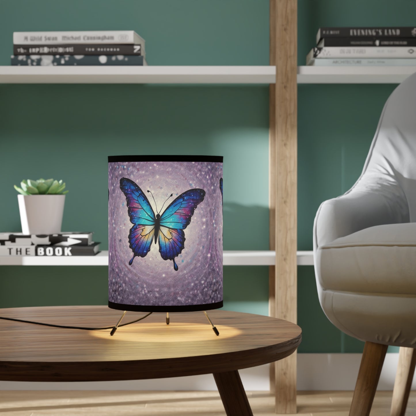 Tripod Lamp - Glitter Butterfly Design