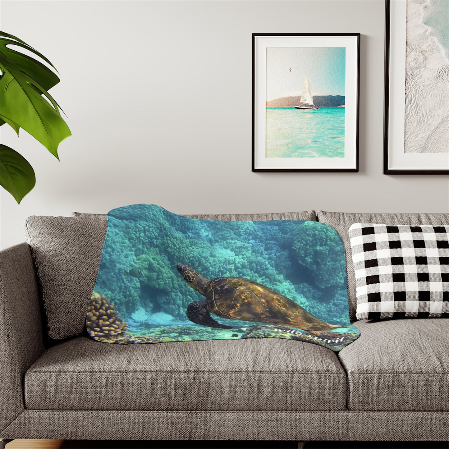 Sherpa Blanket, Sea Turtle Design