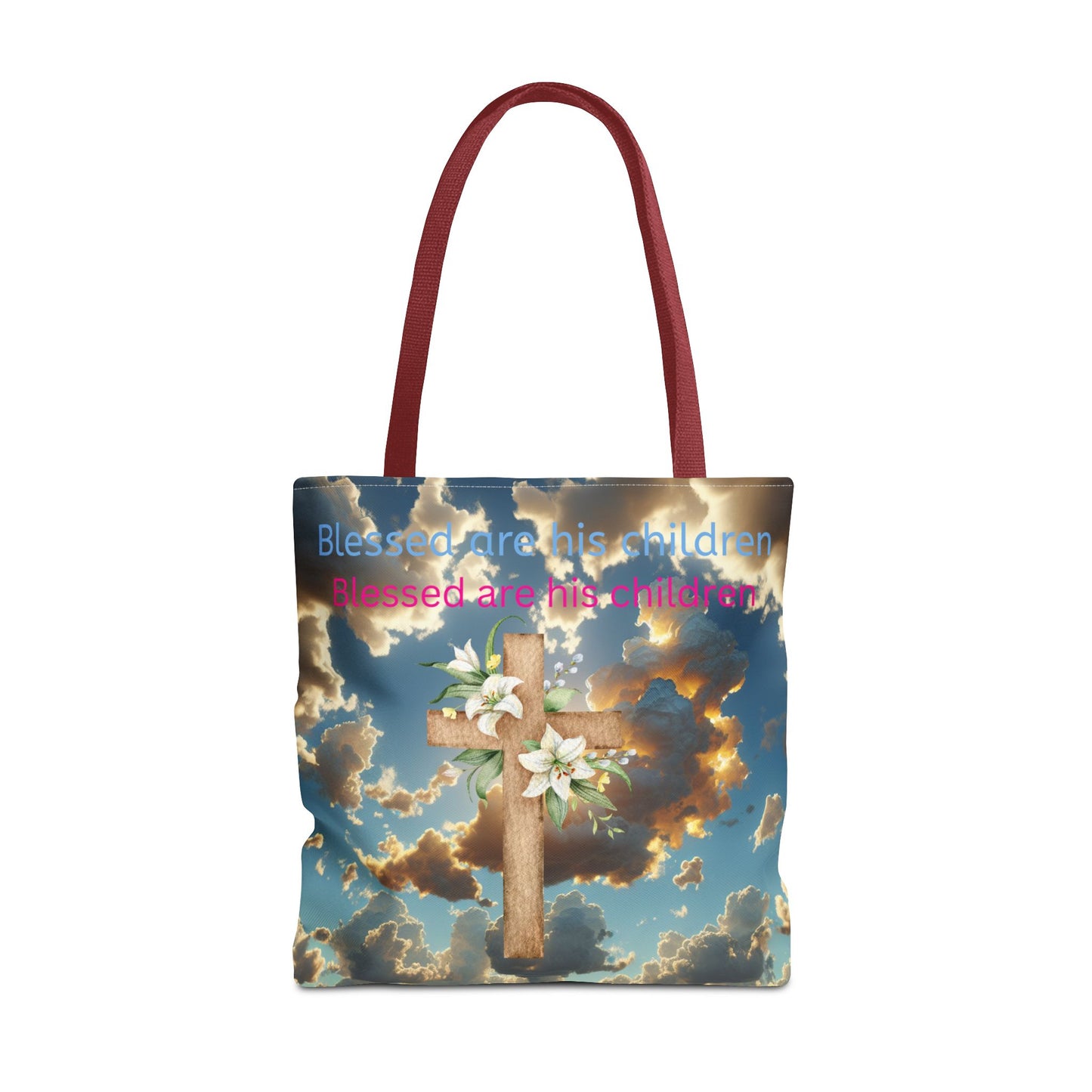 Religious Tote Bag with Flower Cross Design