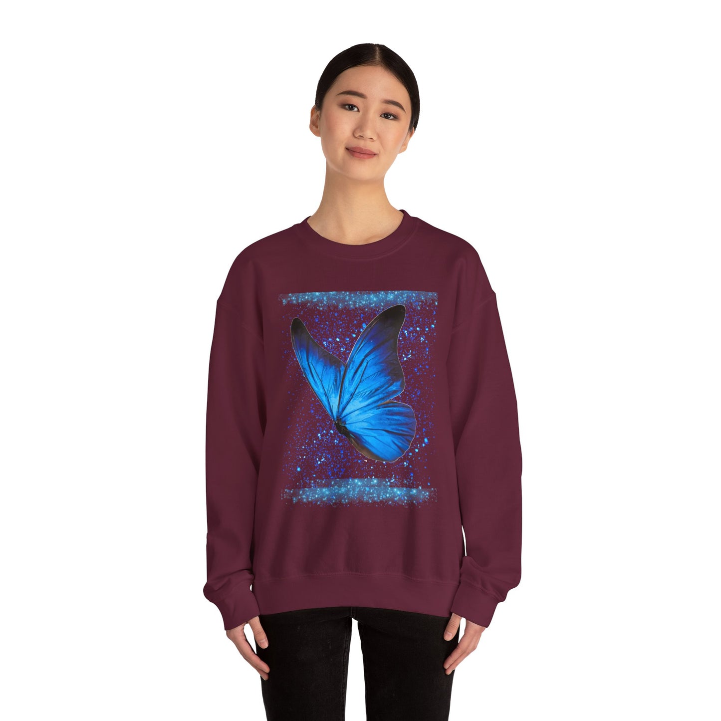 Sparkle Blue Butterfly Unisex Sweatshirt - Heavy Blend Crewneck