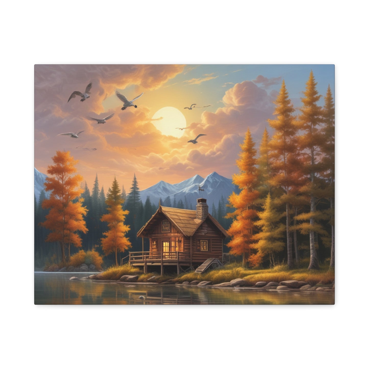 Canvas Wall Art Cabin by the Lake