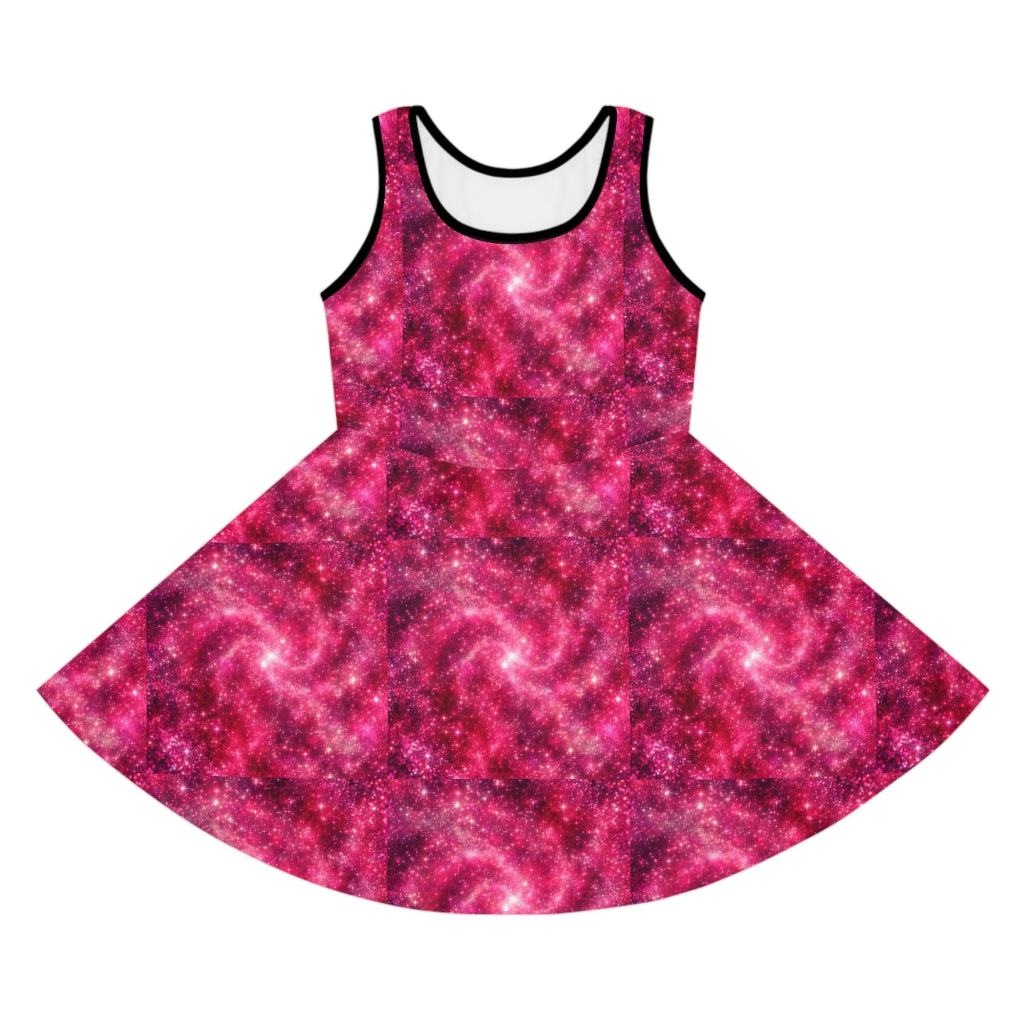 Cosmic Pink Girls' Sleeveless Sundress - Galaxy Print for Summer Fun