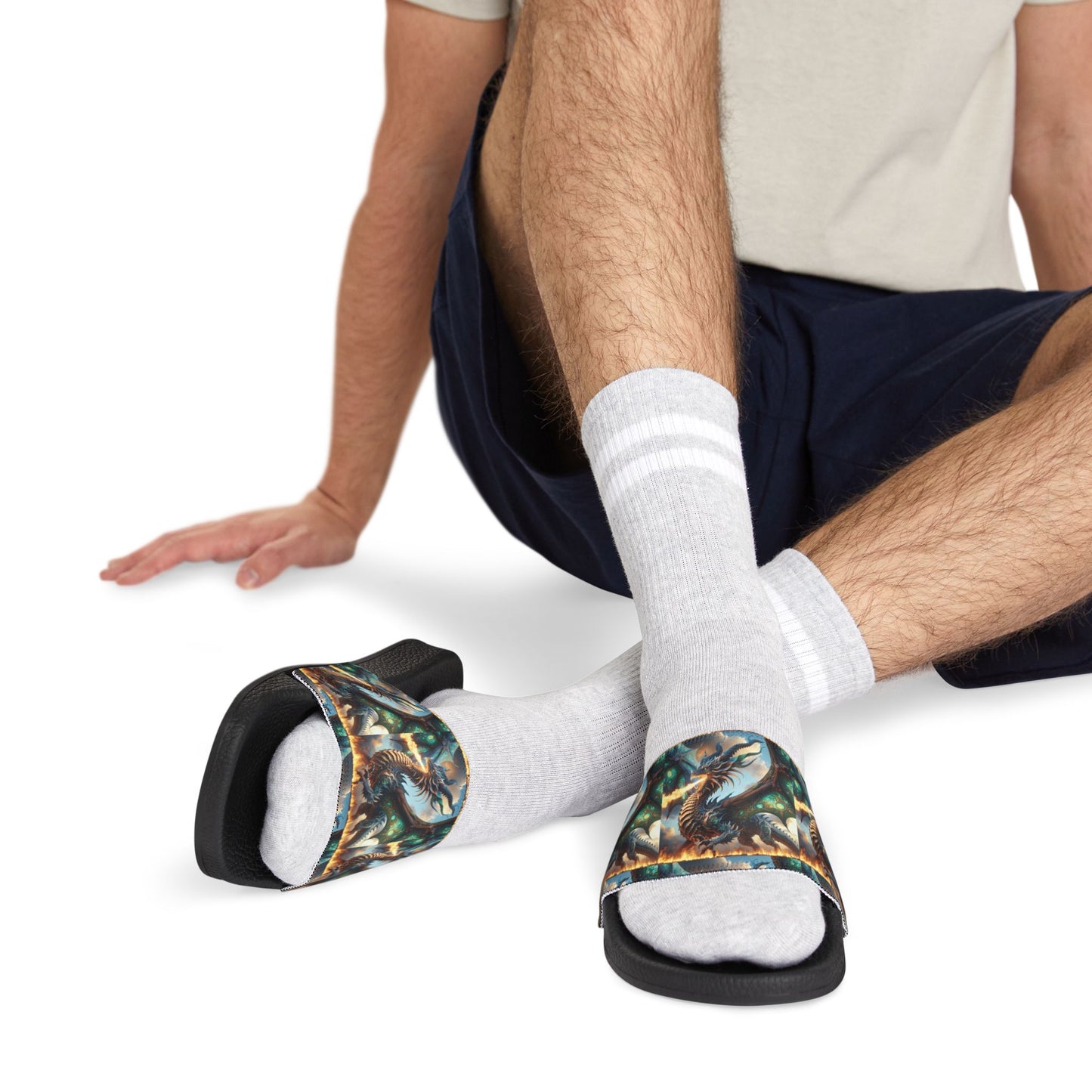 Stylish Dragon Graphic Men's Sandals - Perfect for Summer and Relaxation