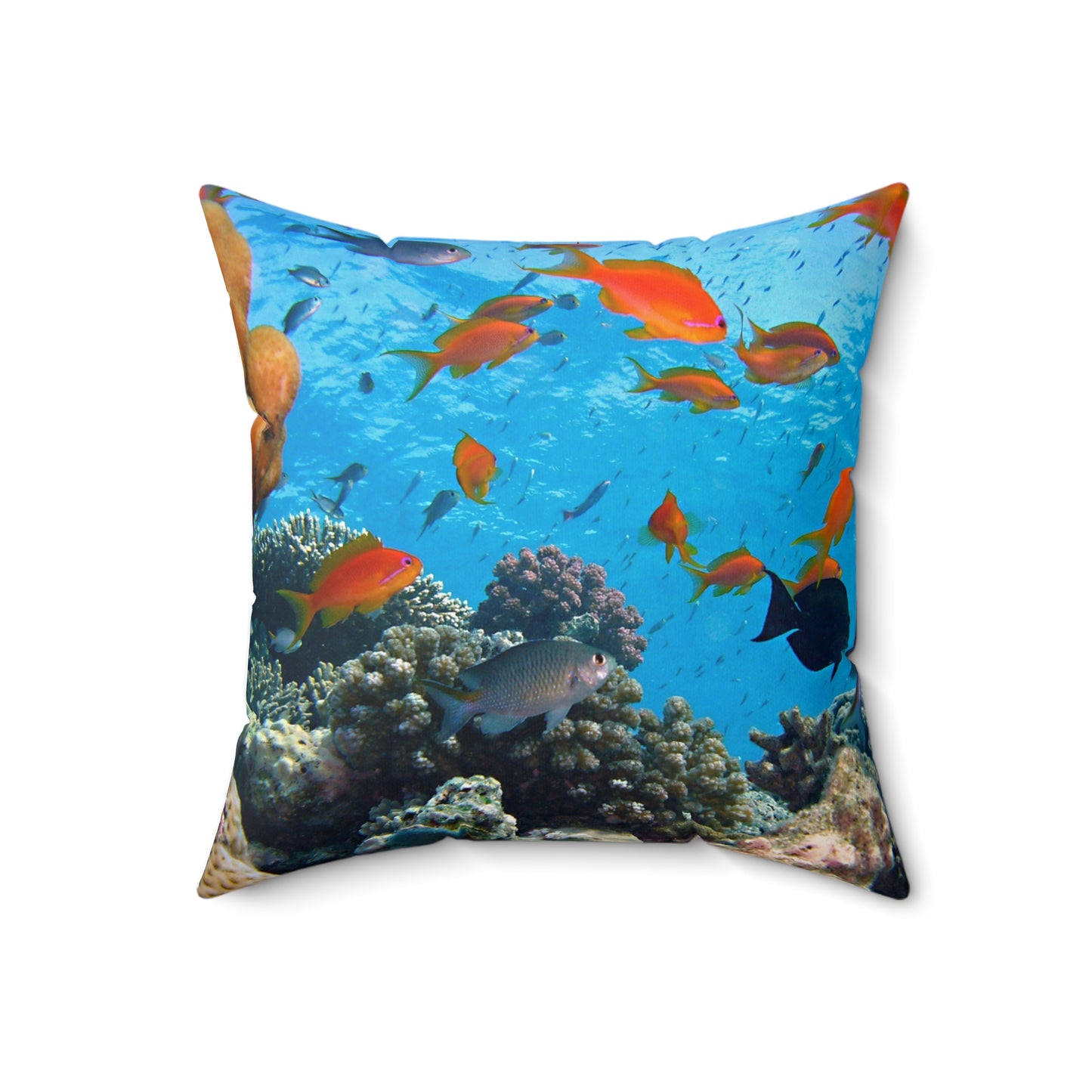 Vibrant Coral Reef Square Pillow - Ocean Decor for Beach Lovers