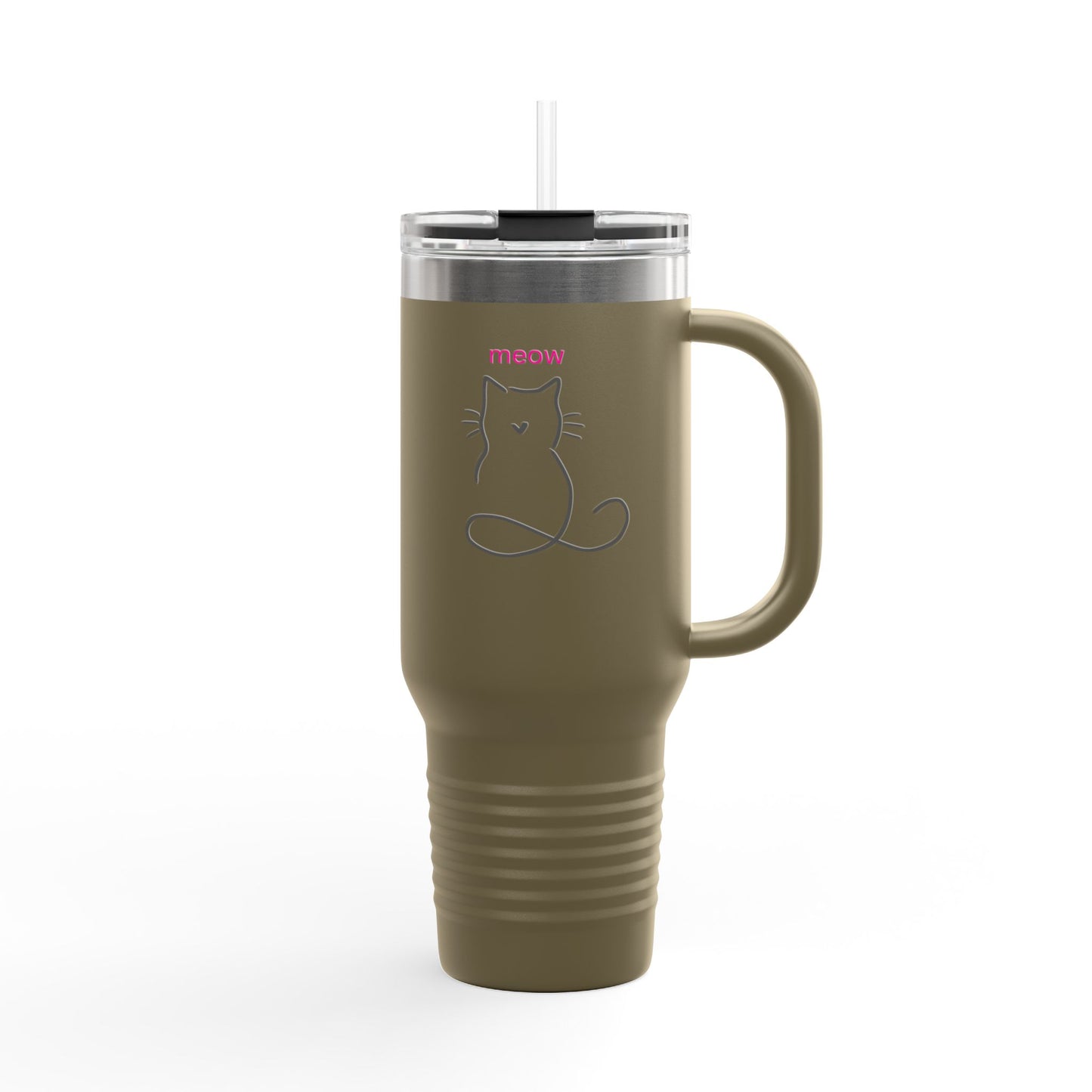 Cute Cat Insulated Travel Mug - 40oz Meow Design for Coffee Lovers
