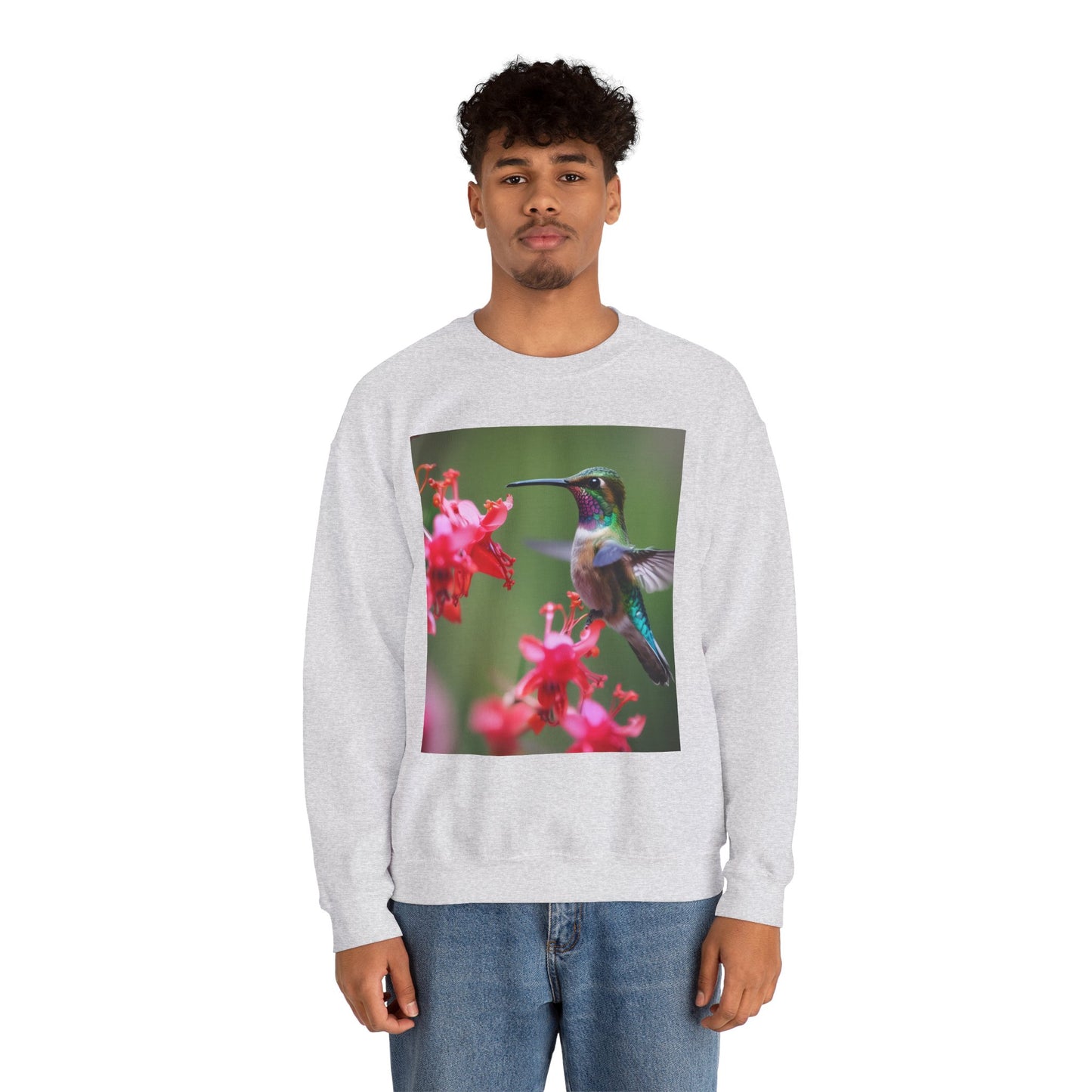 Fly free hummingbird & floral crewneck sweatshirt
