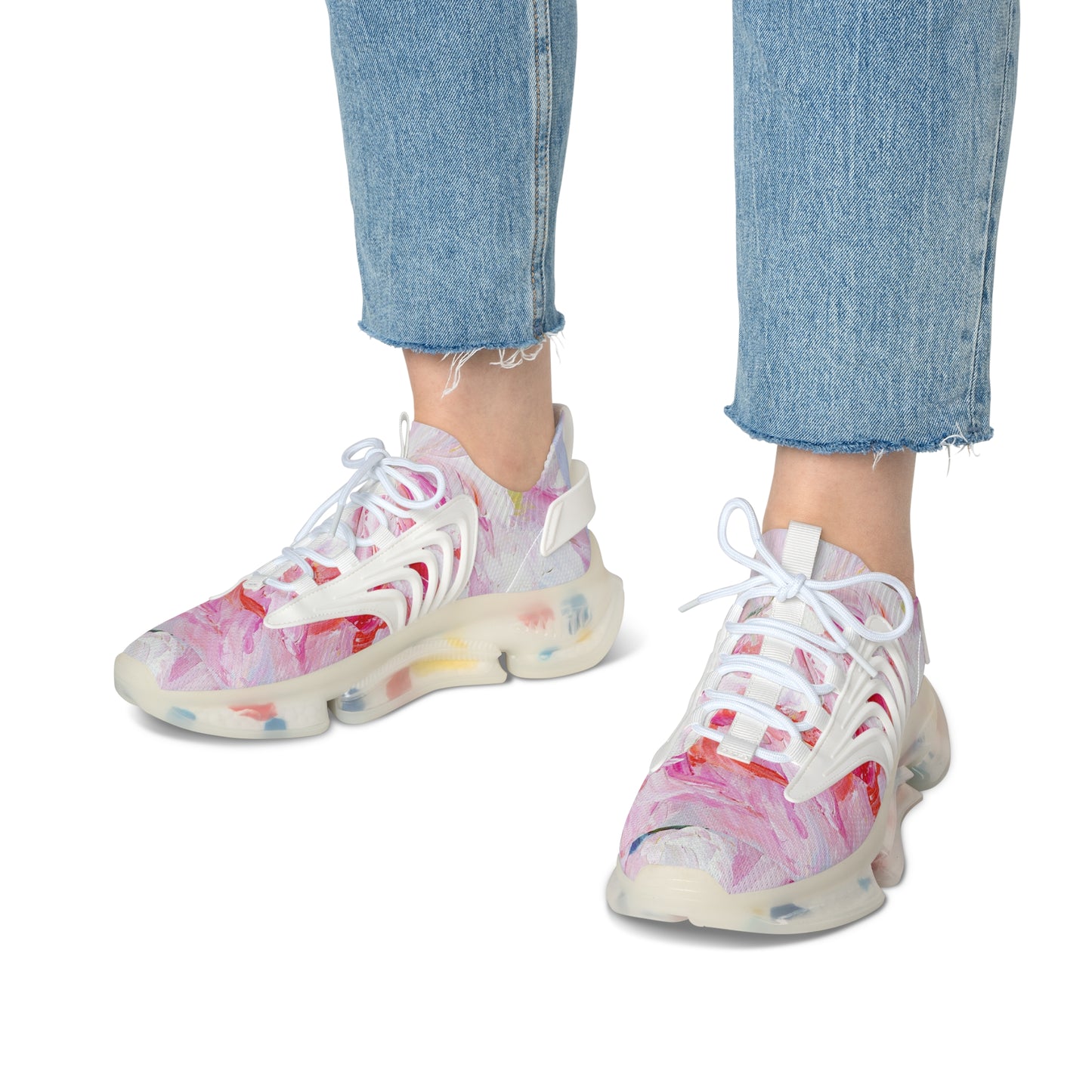 Floral Women's Mesh Sneakers - Stylish Athletic Shoes for Fitness, Casual Wear, Spring Outings, Unique Gift Idea