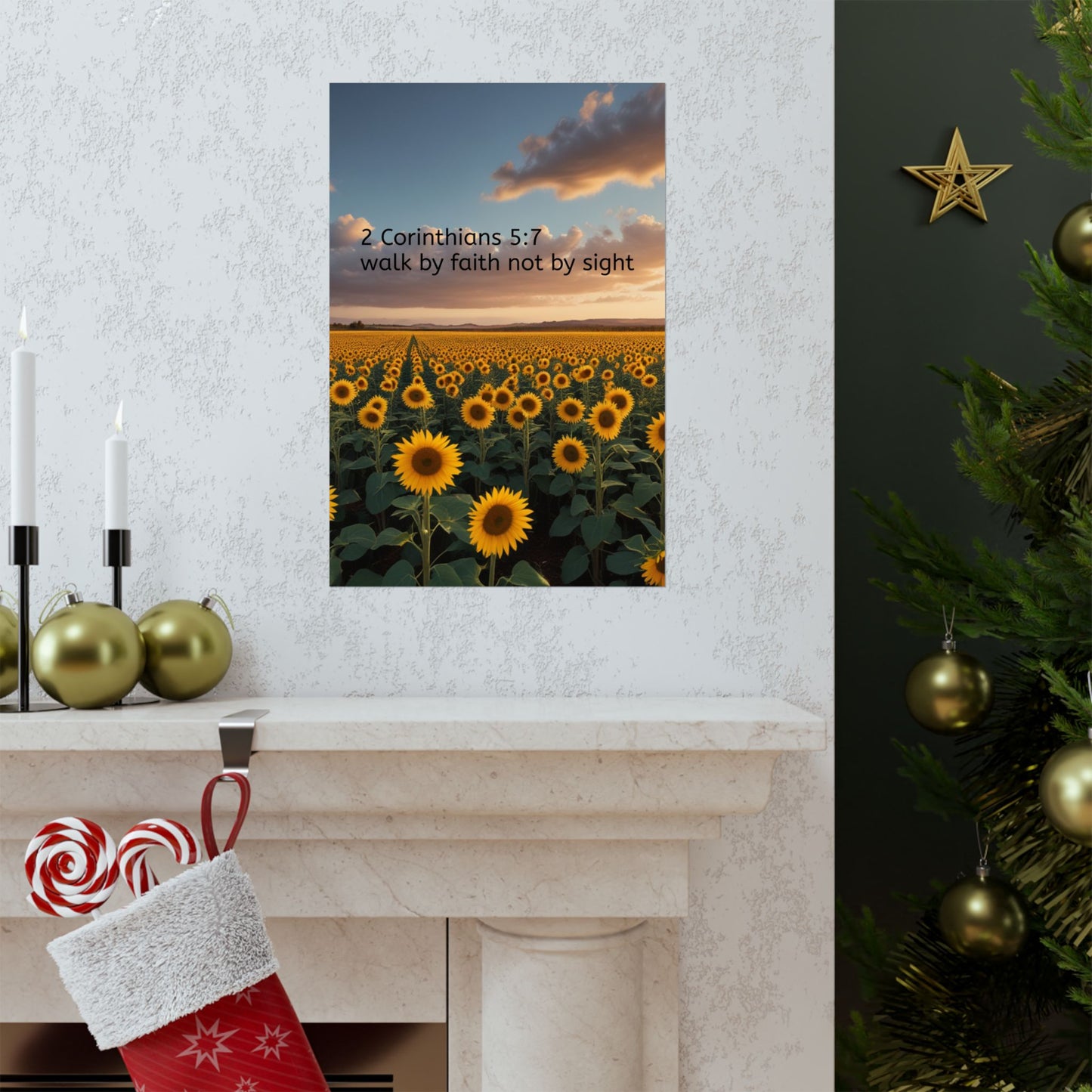 Inspiring Faith Wall Art, Sunflower Poster, Inspirational Home Decor, Christian Gift, Motivational Print