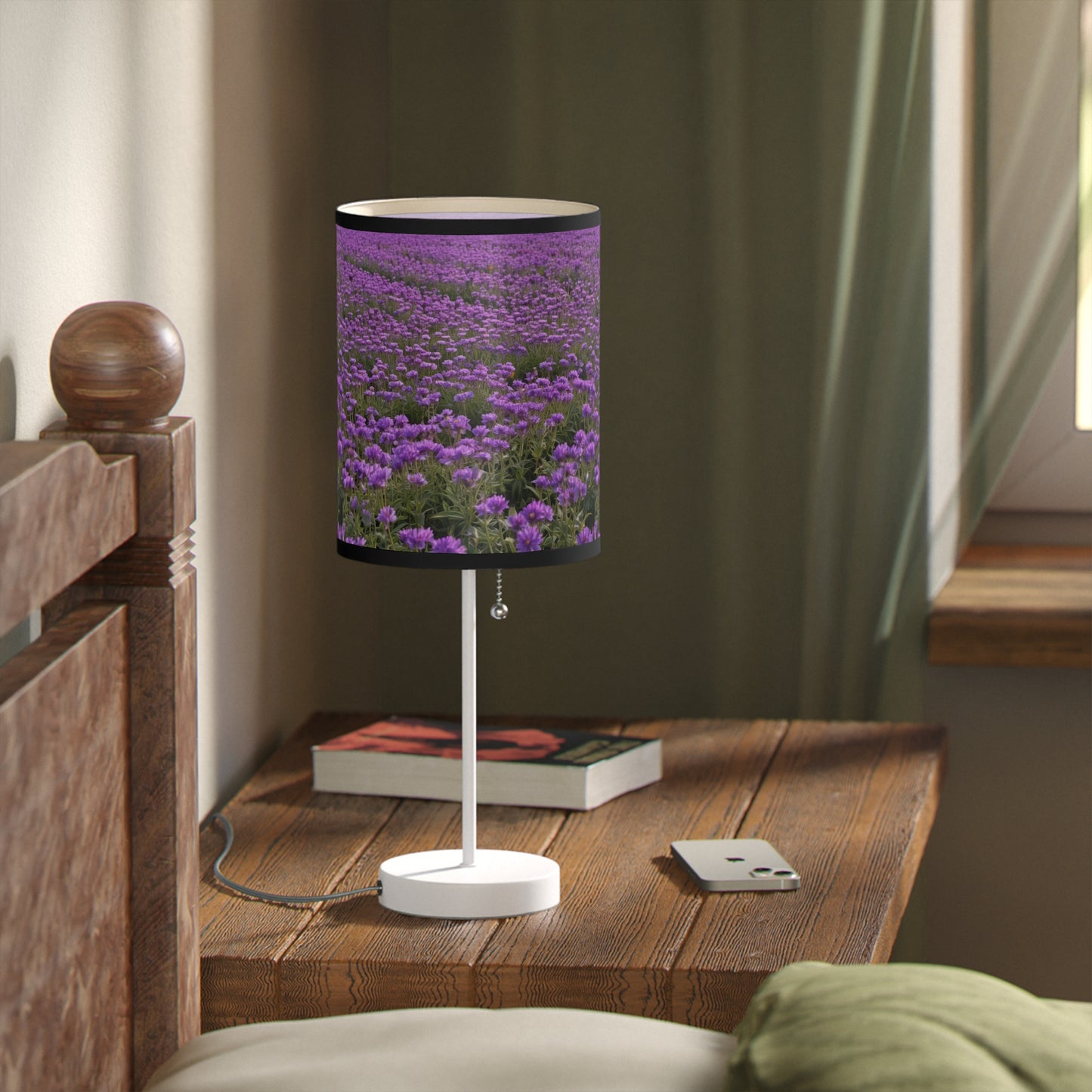 Purple Floral Table Lamp, Decorative Lighting, Home Decor, Bedroom Accessory, Gift for Her, Living Room Style