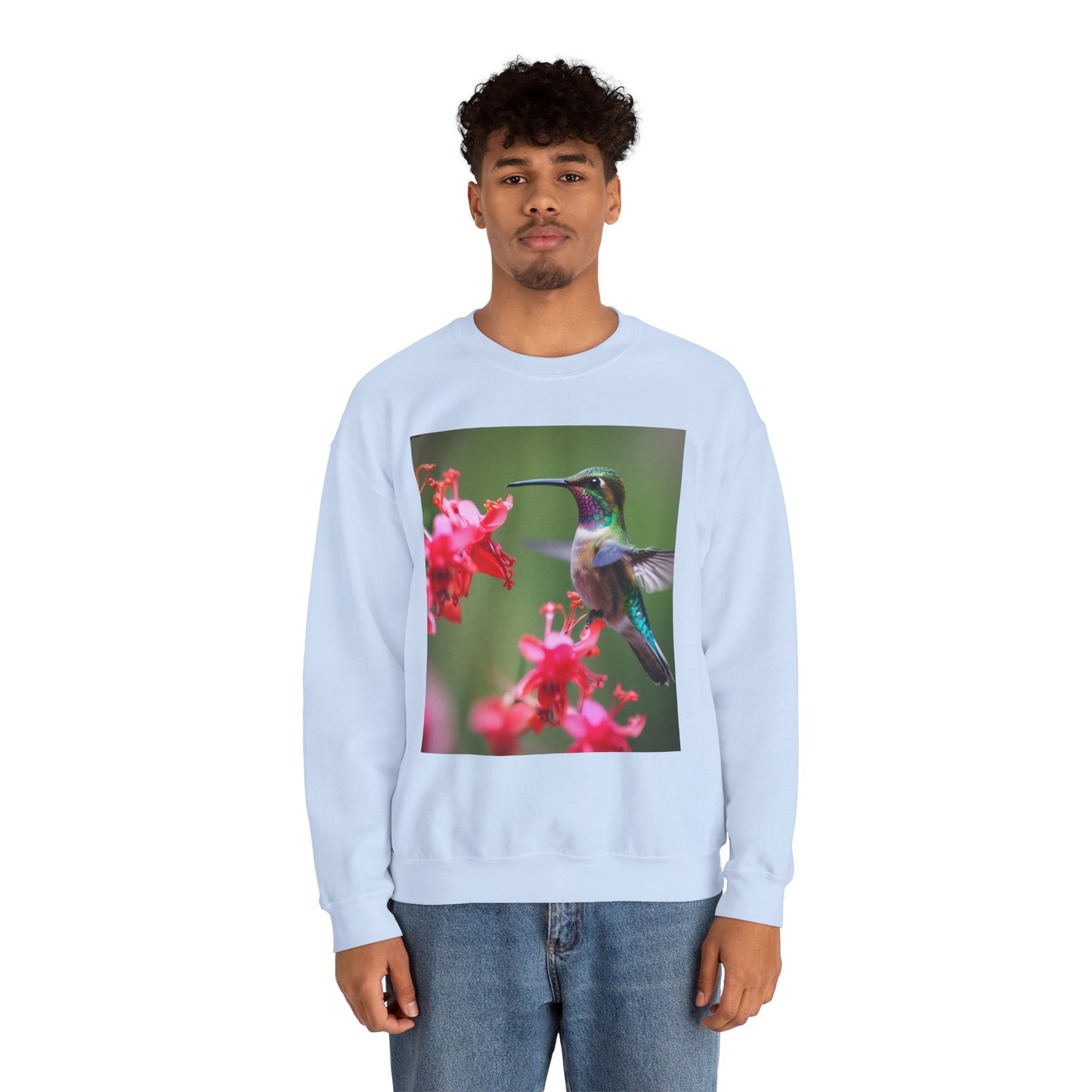 Fly free hummingbird & floral crewneck sweatshirt