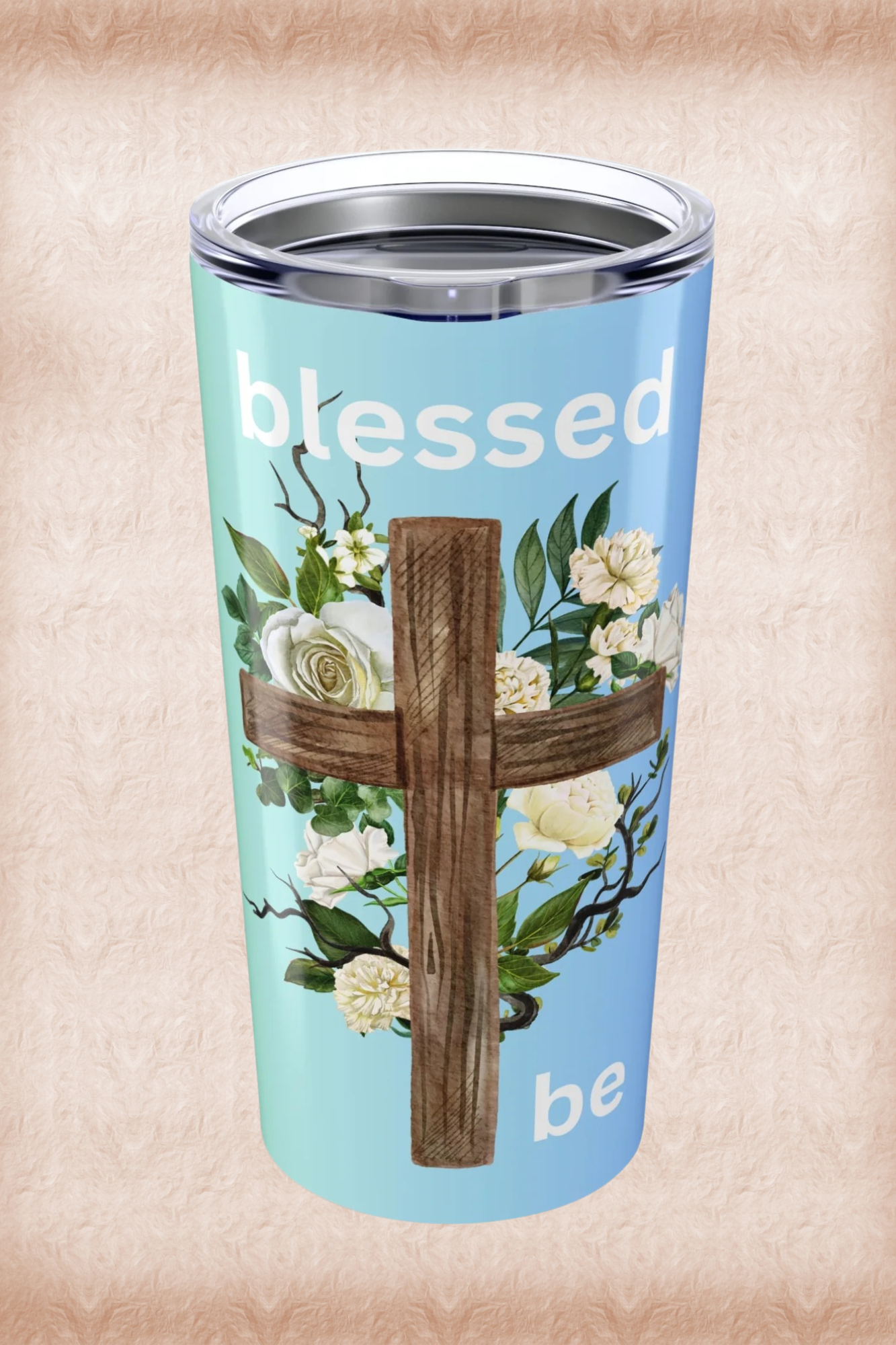 Blessed Be Floral Cross 20oz Tumbler - Inspirational Travel Mug for Faith and Everyday Moments
