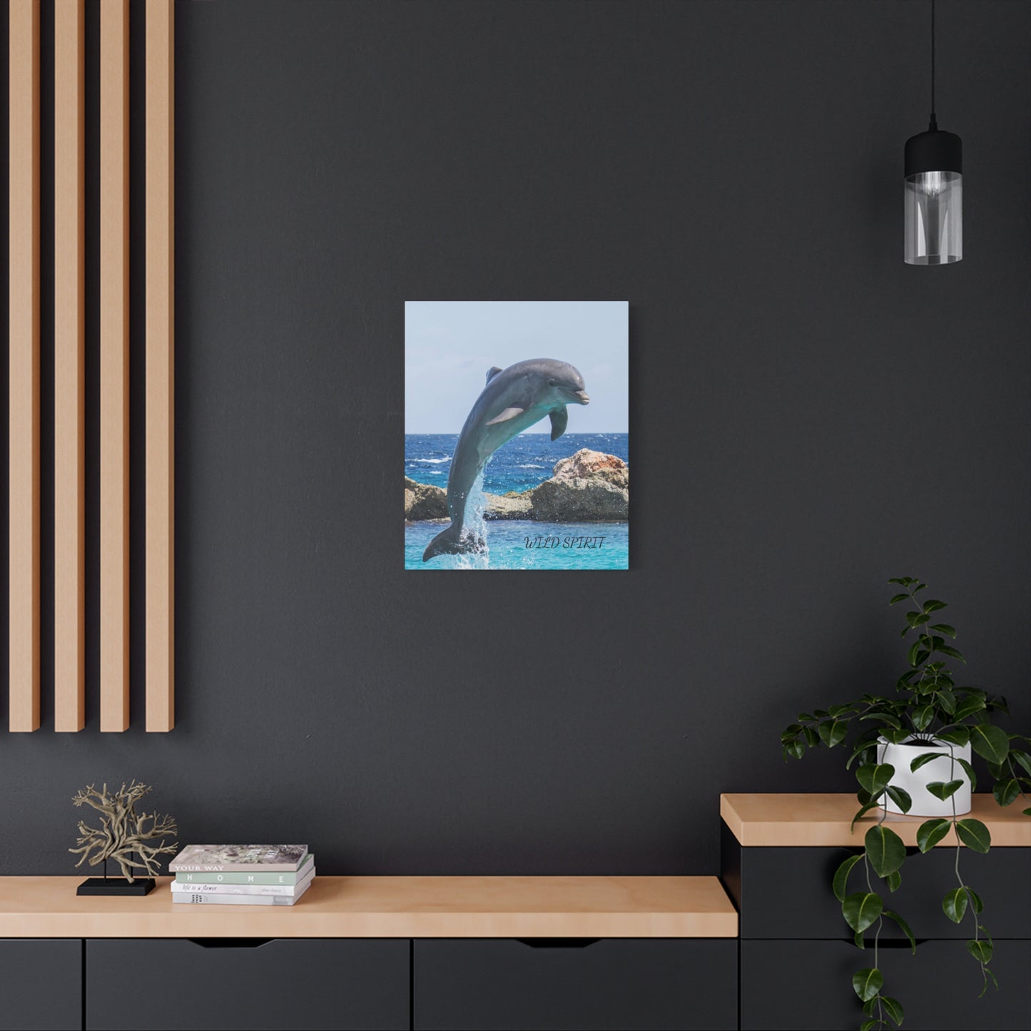 Canvas Print Dolphin Jumping Out of Water on Sunny Day