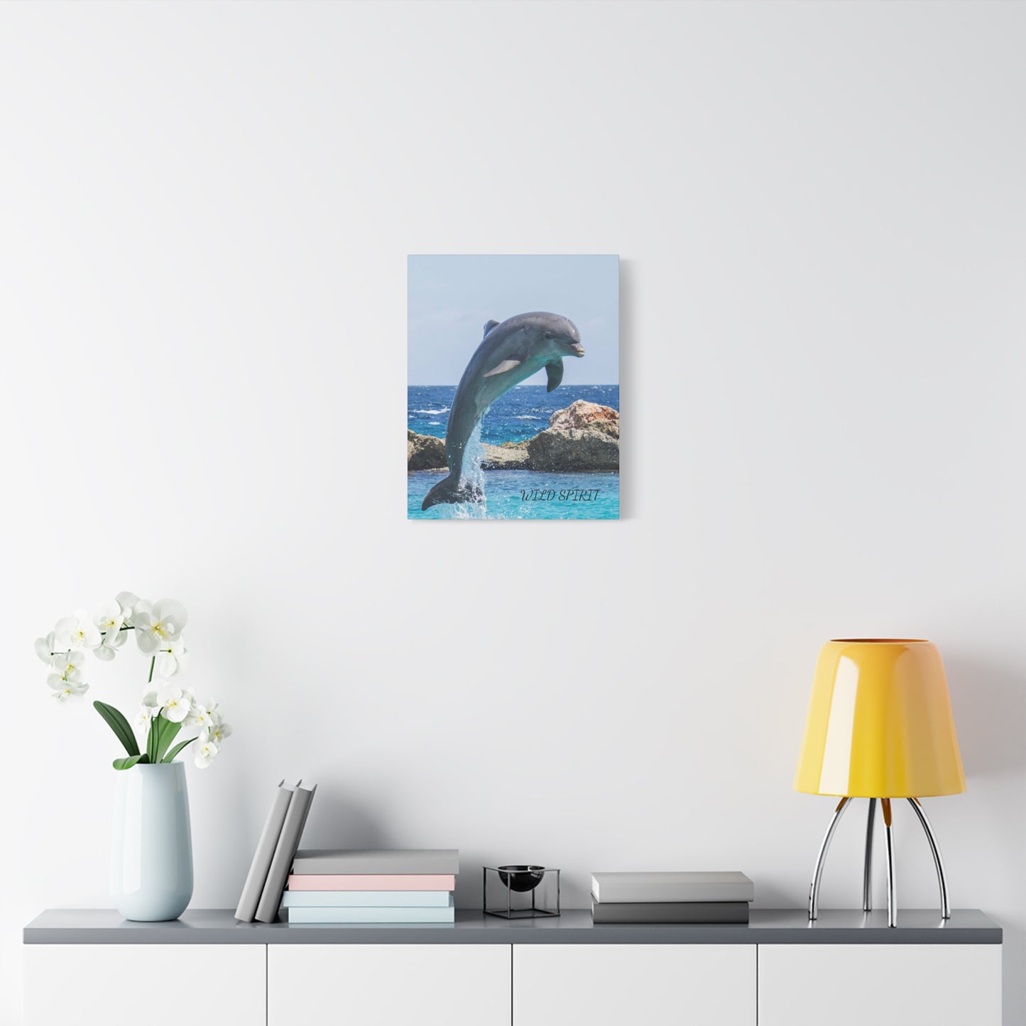 Canvas Print Dolphin Jumping Out of Water on Sunny Day