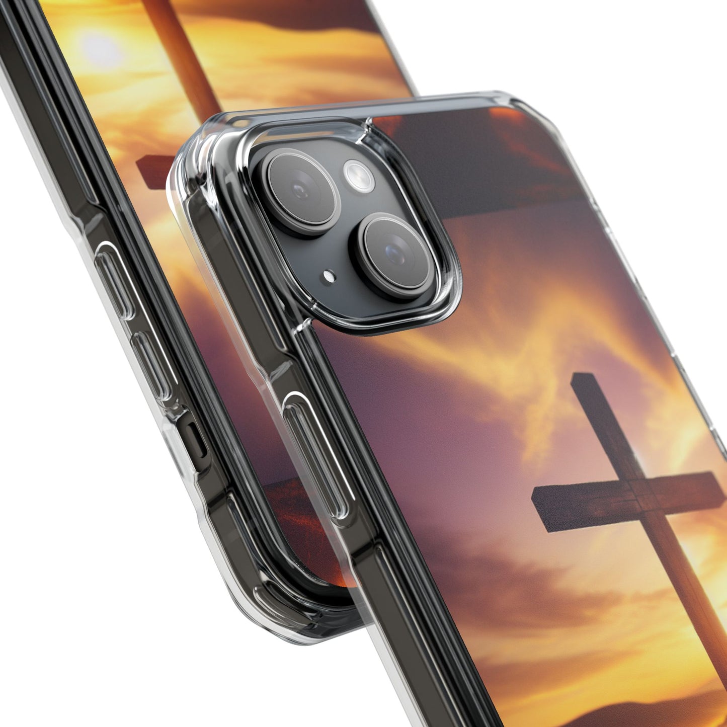 Sunset Cross Magnetic Clear Impact Case - Faith-Inspired Phone Protection