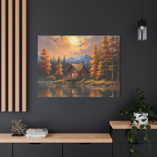 Canvas Wall Art Cabin by the Lake