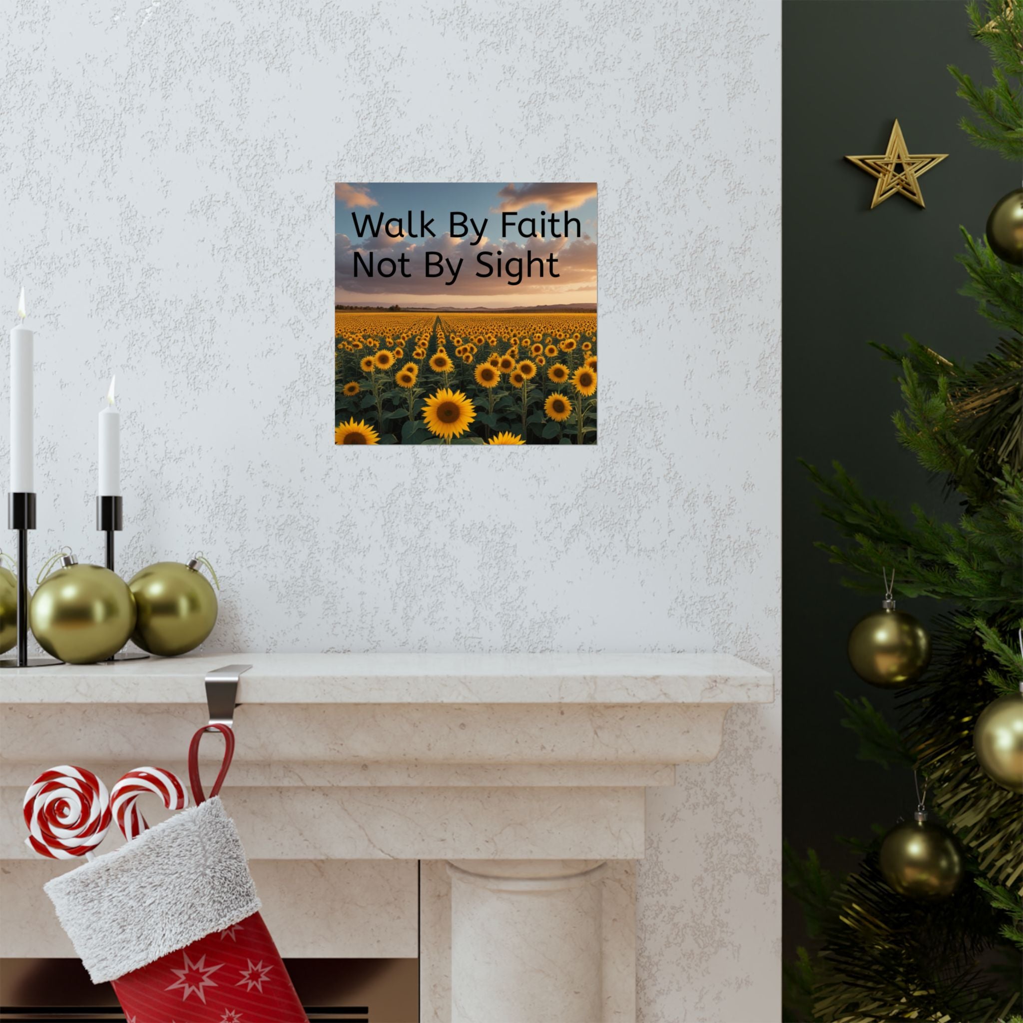 Arte de pared inspirador de fe, póster de girasol, decoración inspiradora para el hogar, regalo cristiano, impresión motivacional