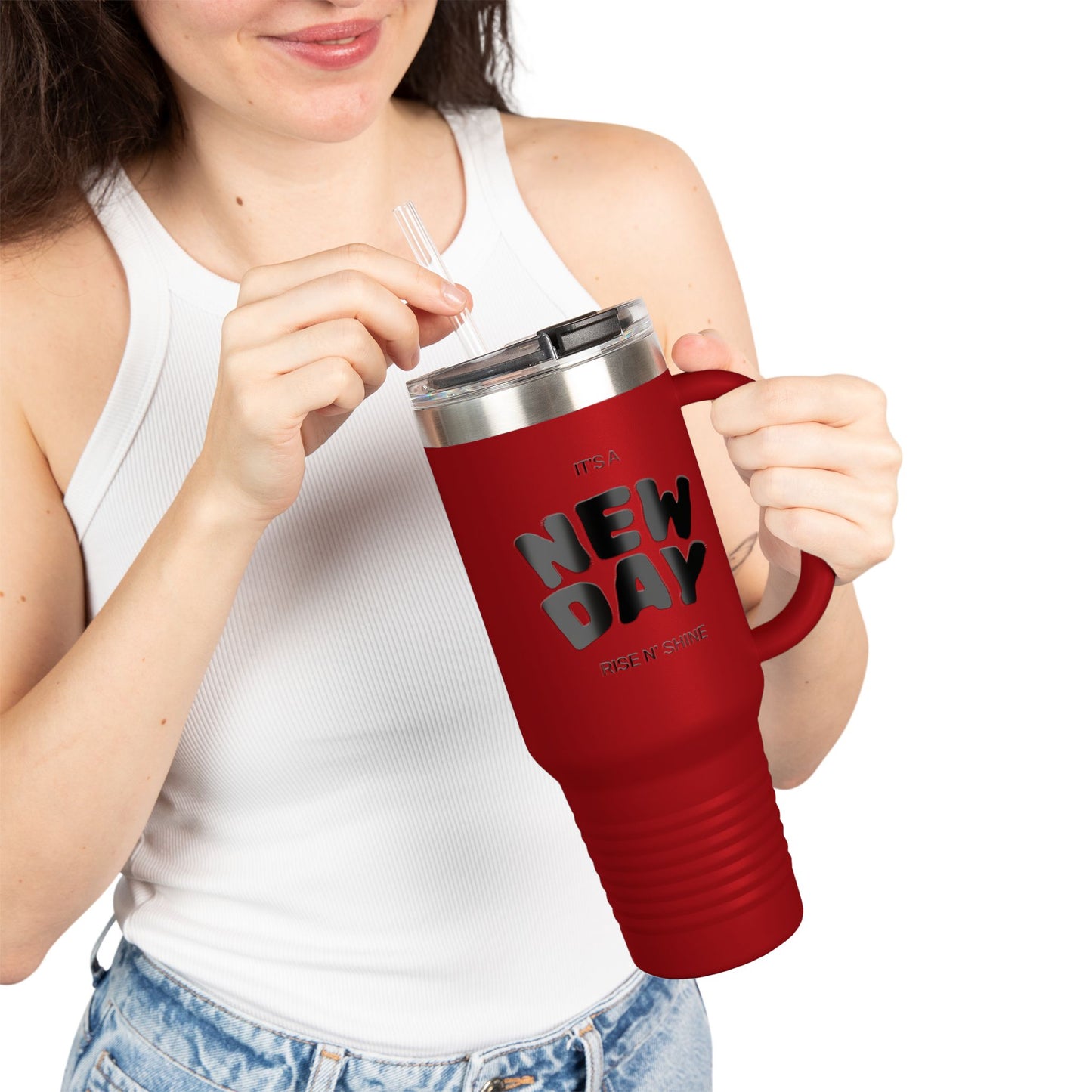 Insulated Travel Mug - 'It's a New Day' 40oz Coffee Tumbler for On-the-Go